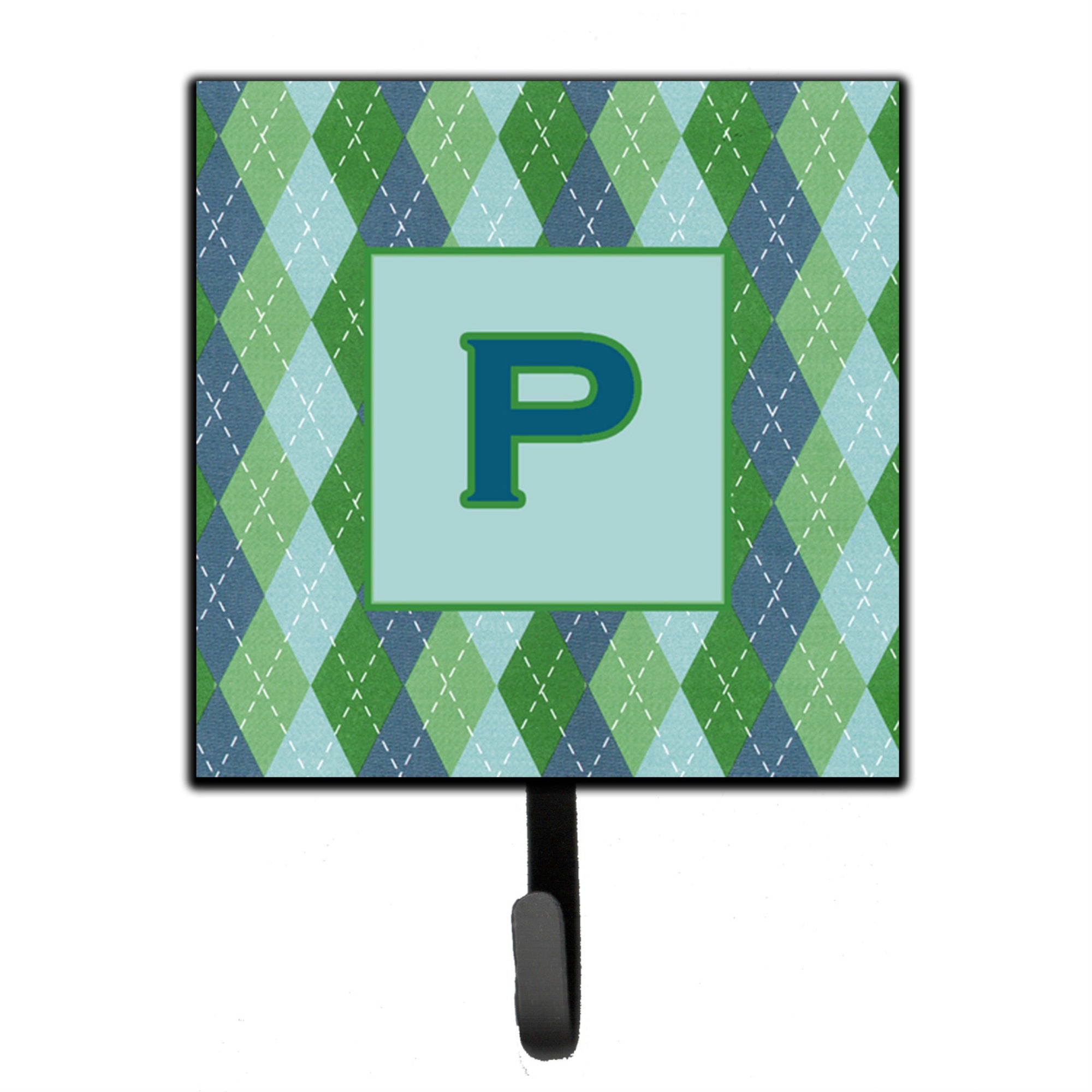 Caroline'S Treasures Cj1020-Psh4 Letter P Initial Monogram-Blue Argoyle Leash Holder Or Key Hook, Small, Multicolor