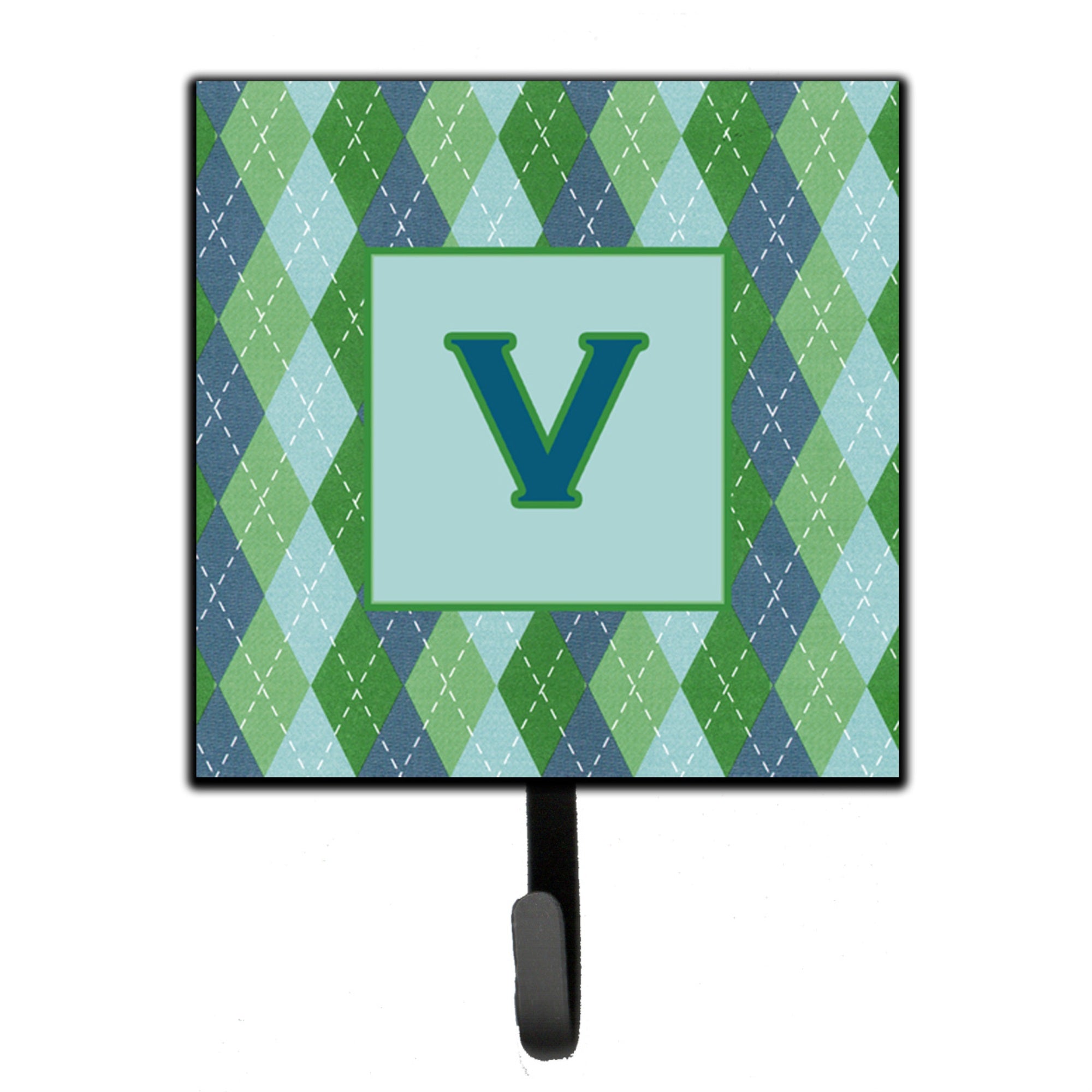 Caroline'S Treasures Cj1020-Vsh4 Letter V Initial Monogram-Blue Argoyle Leash Holder Or Key Hook, Small, Multicolor