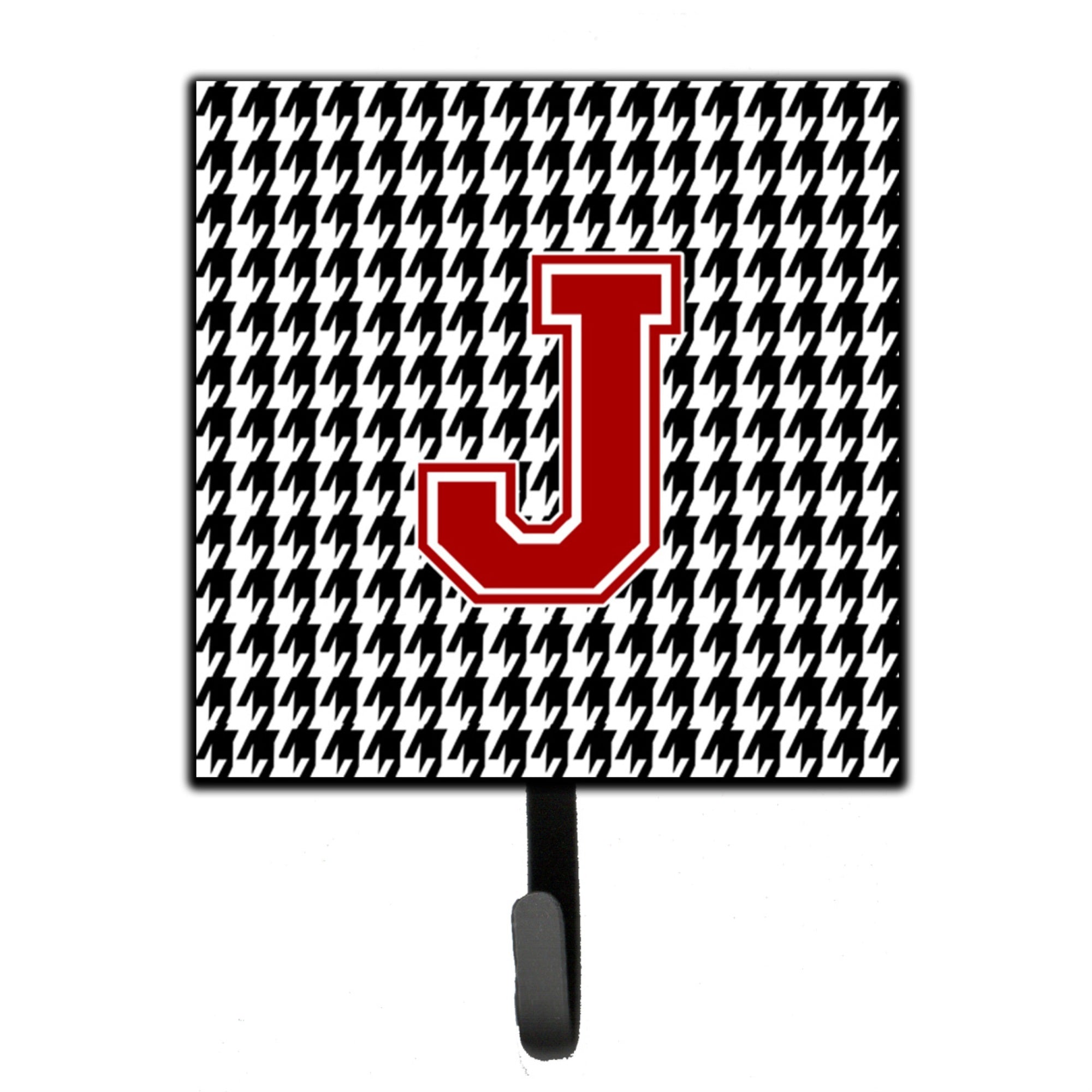 Caroline'S Treasures Cj1021-Jsh4 Monogram-Initial J Hounds Tooth Leash Holder Or Key Hook Cj1021, Small, Multicolor