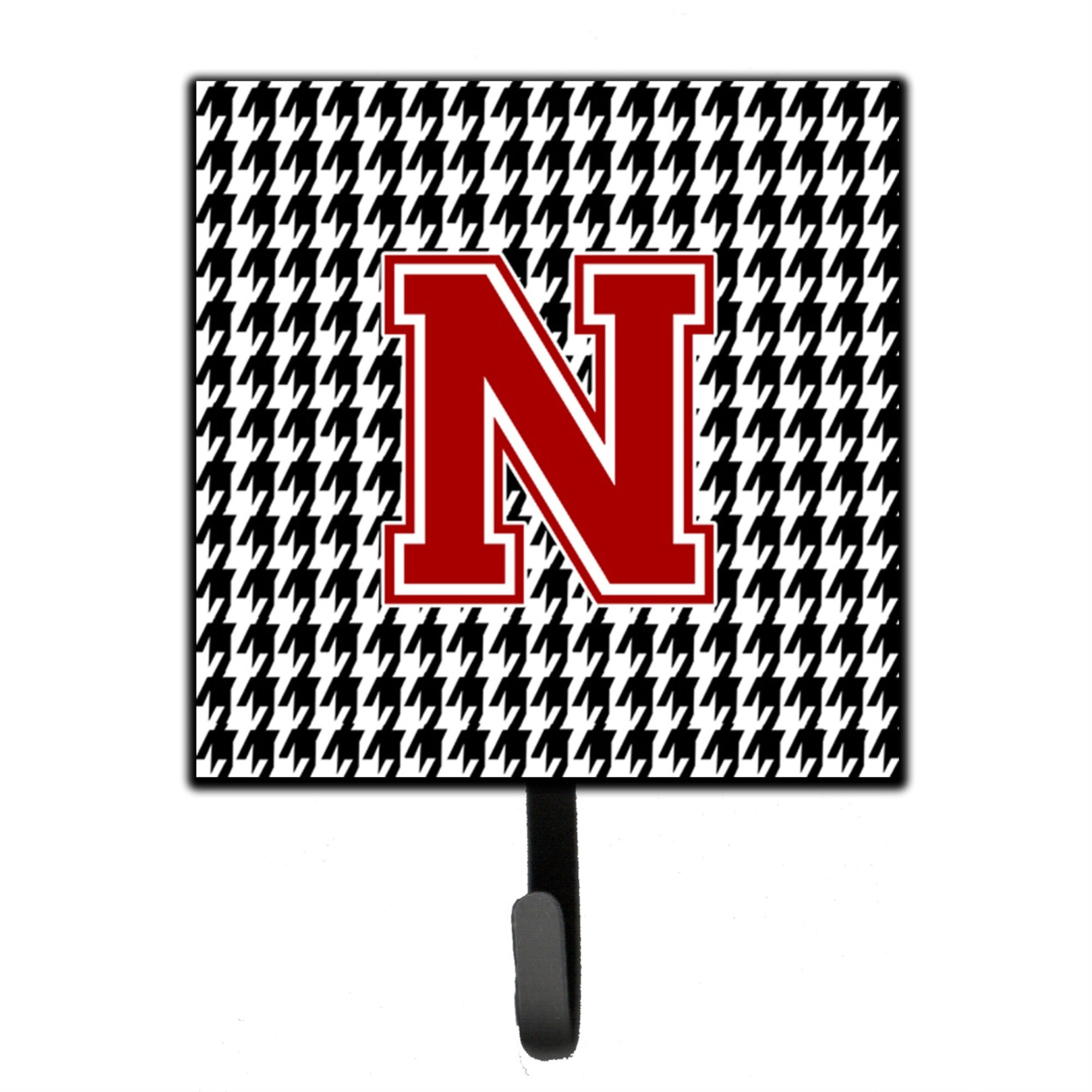 Caroline'S Treasures Cj1021-Nsh4 Monogram-Initial N Hounds Tooth Leash Holder Or Key Hook Cj1021, Small, Multicolor