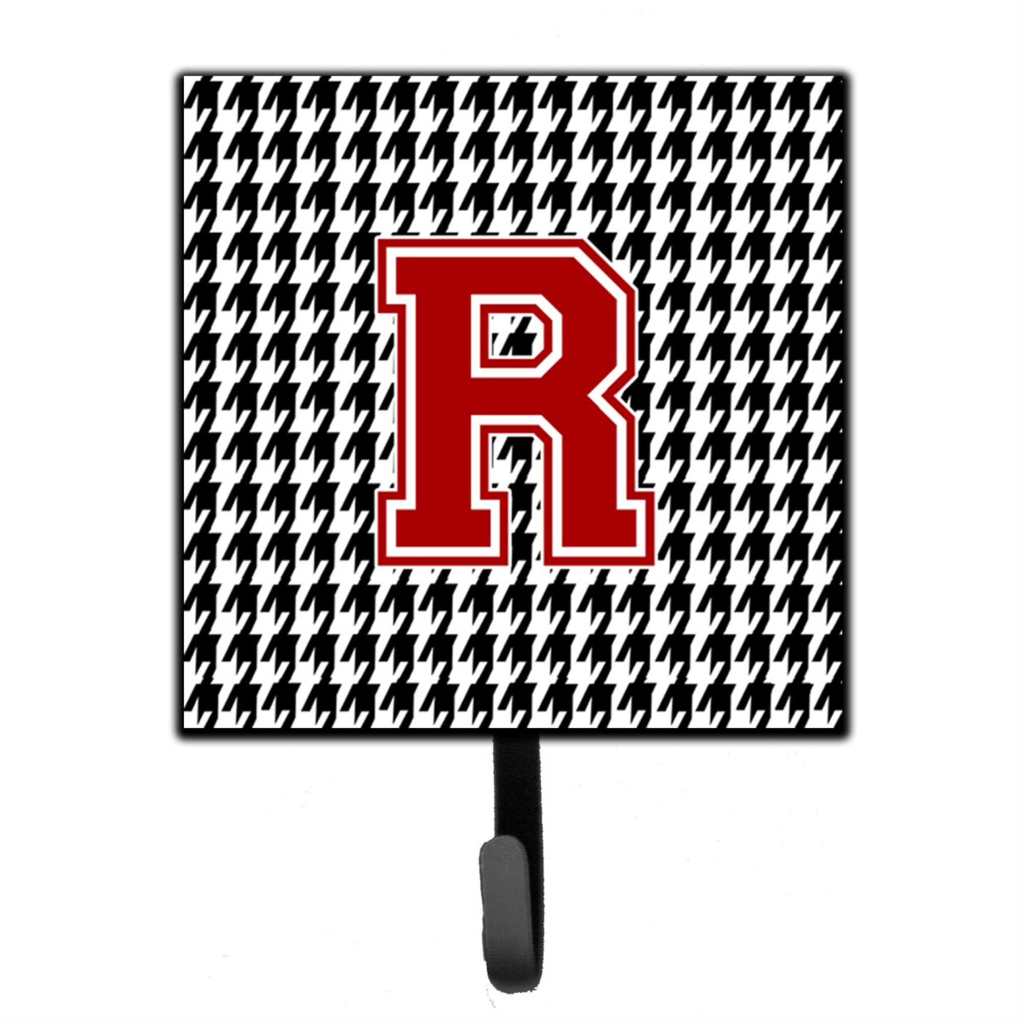 Caroline'S Treasures Cj1021-Rsh4 Monogram-Initial R Hounds Tooth Leash Holder Or Key Hook Cj1021, Small, Multicolor