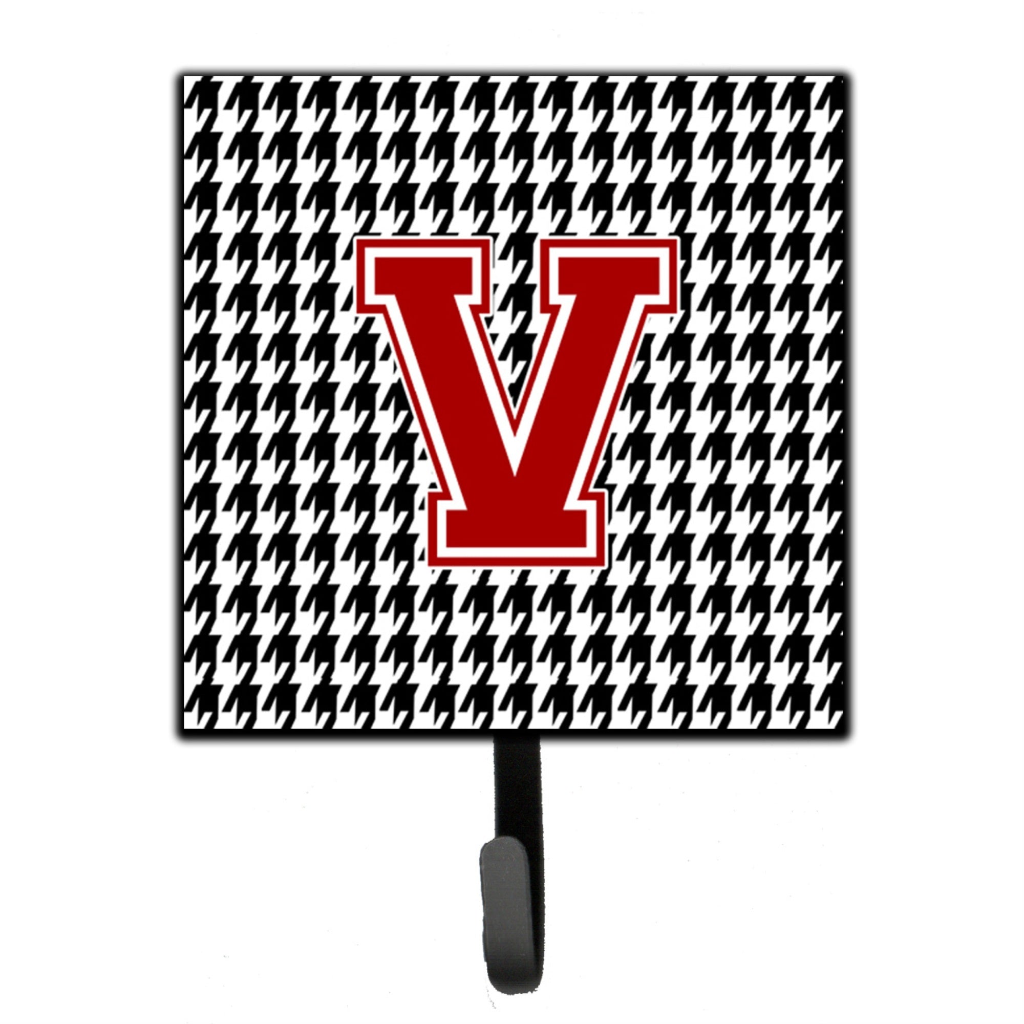 Caroline'S Treasures Cj1021-Vsh4 Monogram-Initial V Hounds Tooth Leash Holder Or Key Hook Cj1021, Small, Multicolor