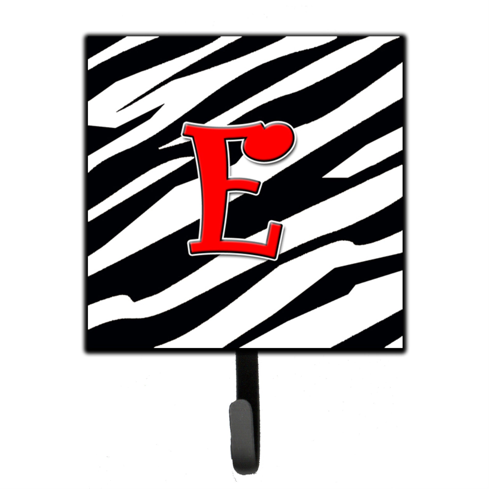 Caroline'S Treasures Cj1024-Esh4 Letter E Initial Monogram-Zebra Red Leash Holder Or Key Hook, Small, Multicolor
