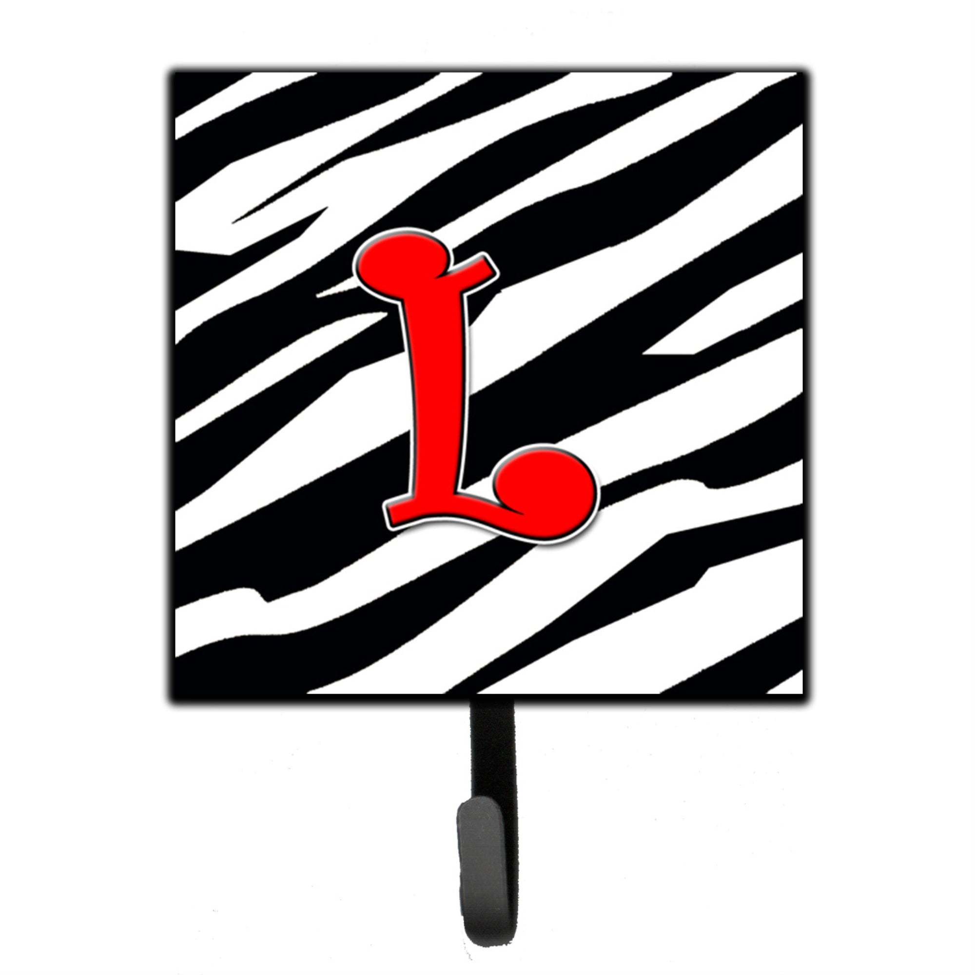 Caroline'S Treasures Cj1024-Lsh4 Letter L Initial Monogram-Zebra Red Leash Holder Or Key Hook, Small, Multicolor