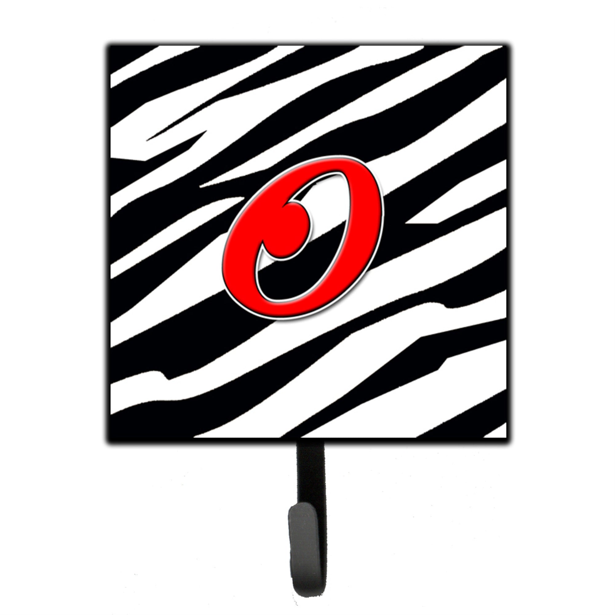 Caroline'S Treasures Cj1024-Osh4 Letter O Initial Monogram-Zebra Red Leash Holder Or Key Hook, Small, Multicolor