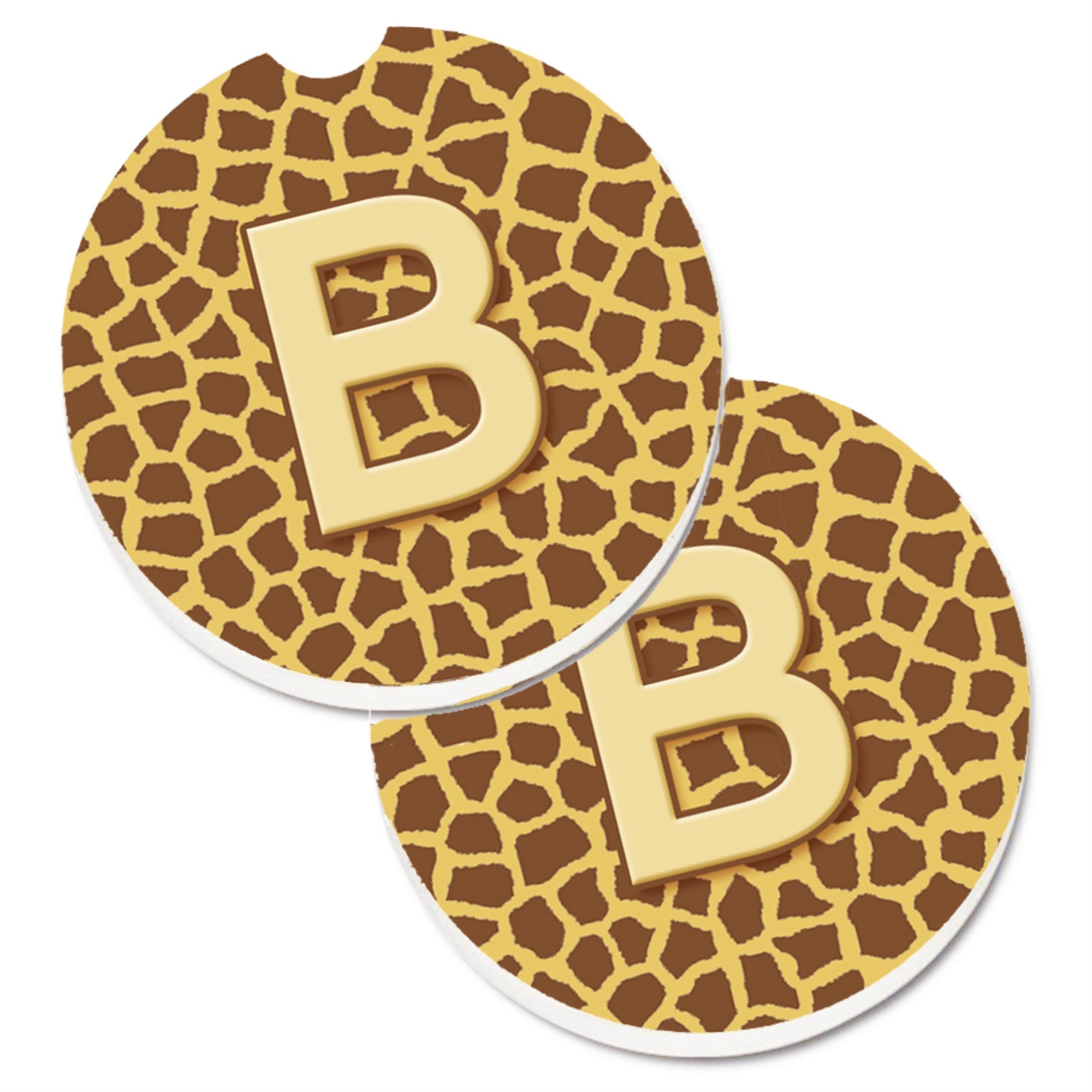 Caroline'S Treasures Monogram Initial B Giraffe Set Of 2 Cup Holder Car Coasters Cj1025-Bcarc, 2.56, Multicolor