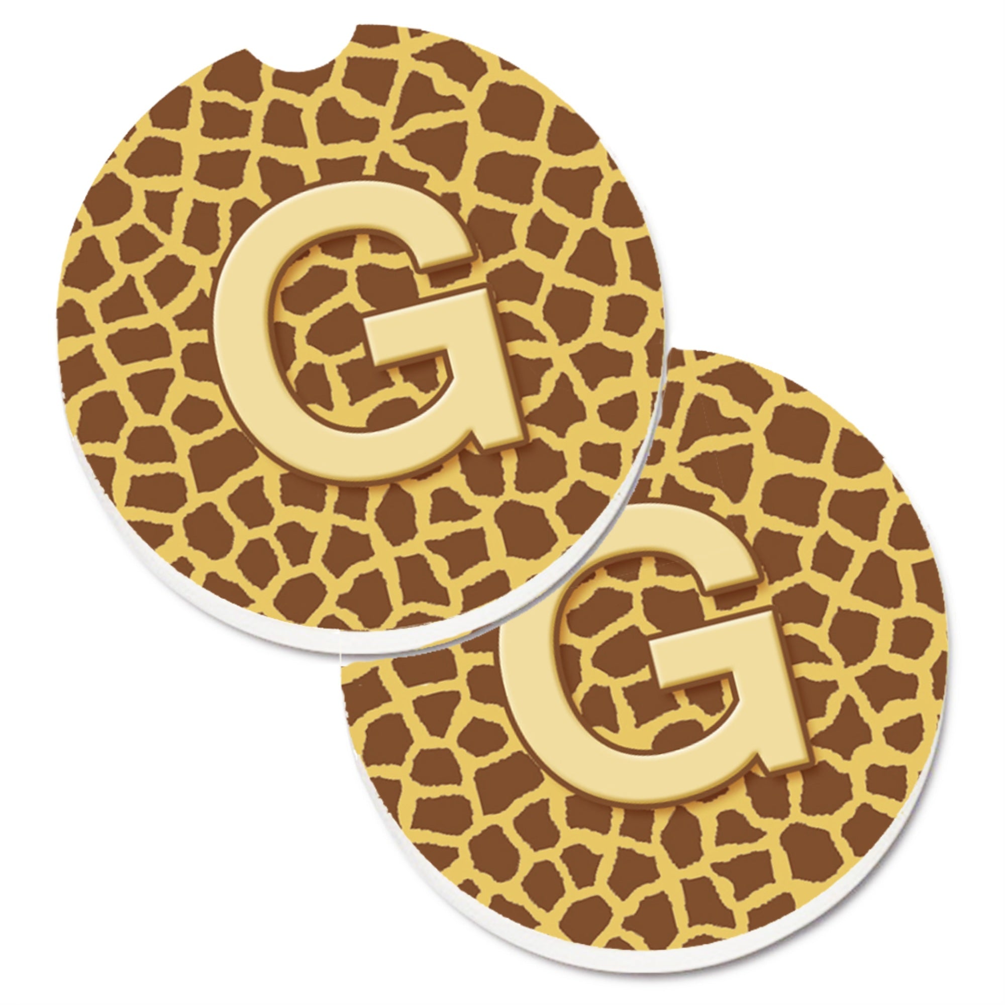 Caroline'S Treasures Monogram Initial G Giraffe Set Of 2 Cup Holder Car Coasters Cj1025-Gcarc, 2.56, Multicolor
