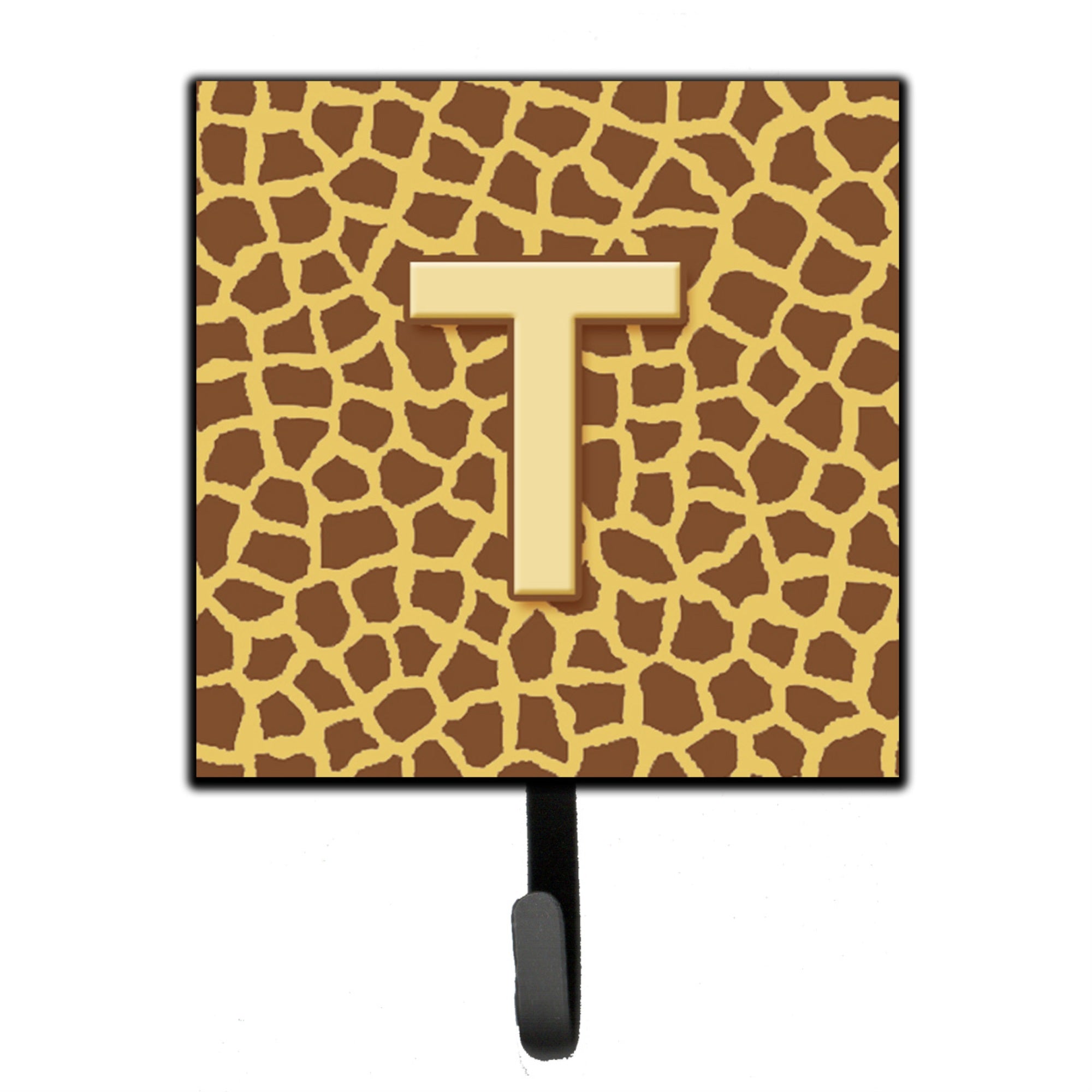 Caroline'S Treasures Letter T Initial Monogram-Giraffe Leash Holder Or Key Hooks, Small, Multicolor