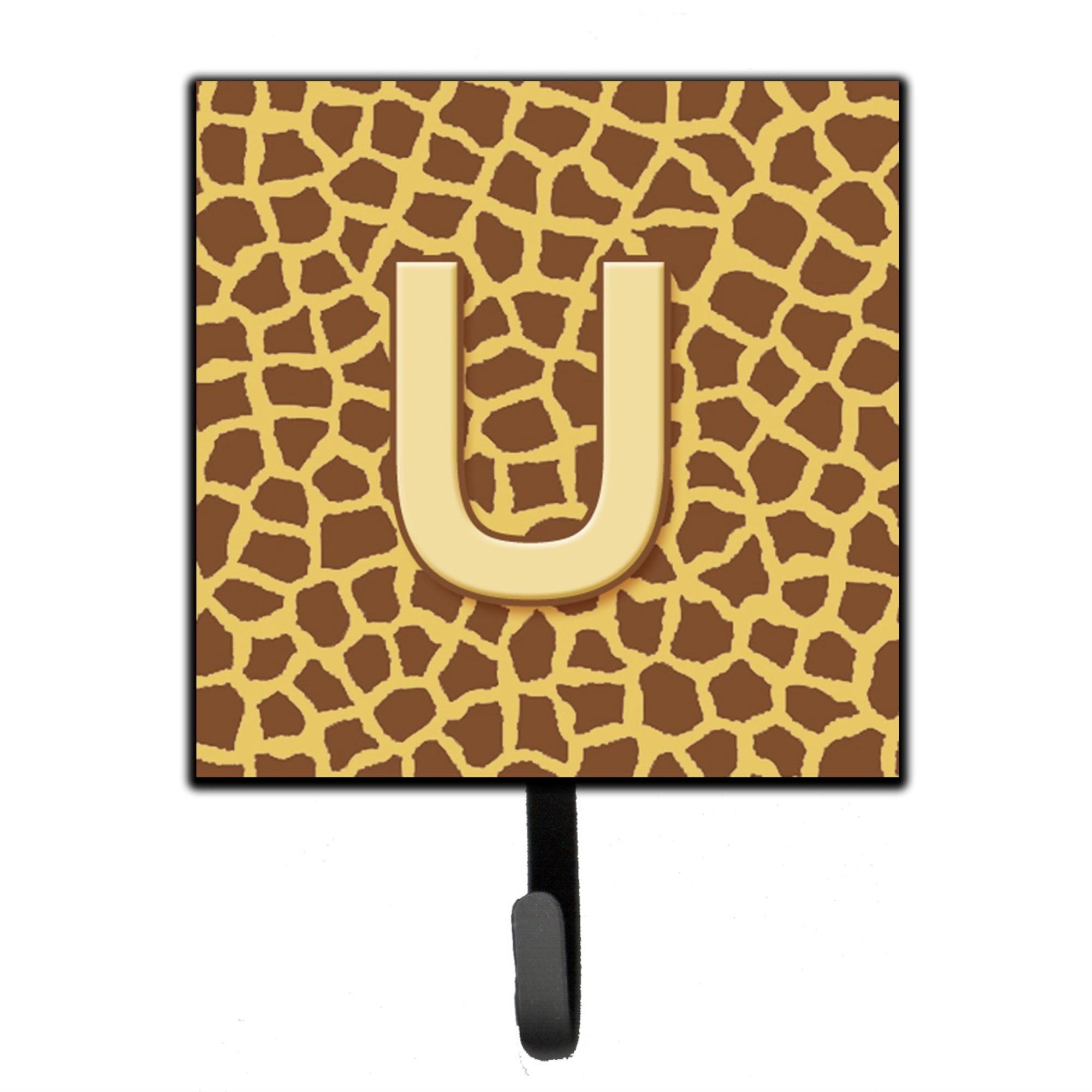 Caroline'S Treasures Cj1025-Ush4 Letter U Initial Monogram-Giraffe Leash Holder Or Key Hook, Small, Multicolor