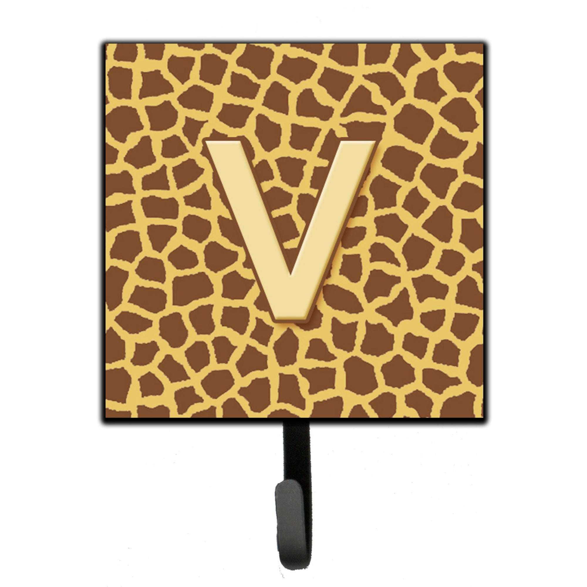Caroline'S Treasures Cj1025-Vsh4 Letter V Initial Monogram-Giraffe Leash Holder Or Key Hook, Small, Multicolor
