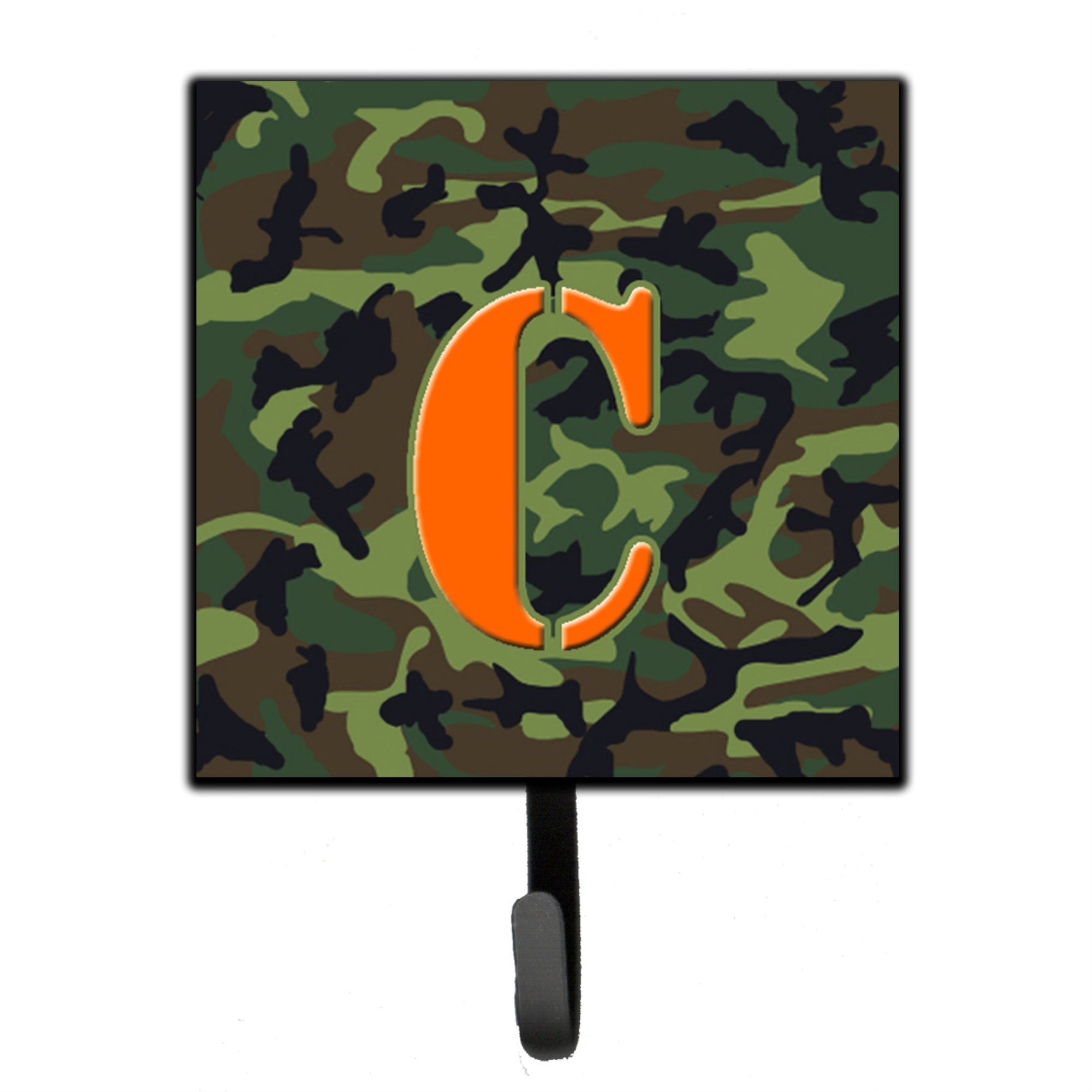 Caroline'S Treasures Cj1030-Csh4 Letter C Initial Monogram-Camo Green Leash Holder Or Key Hook, Small, Multicolor