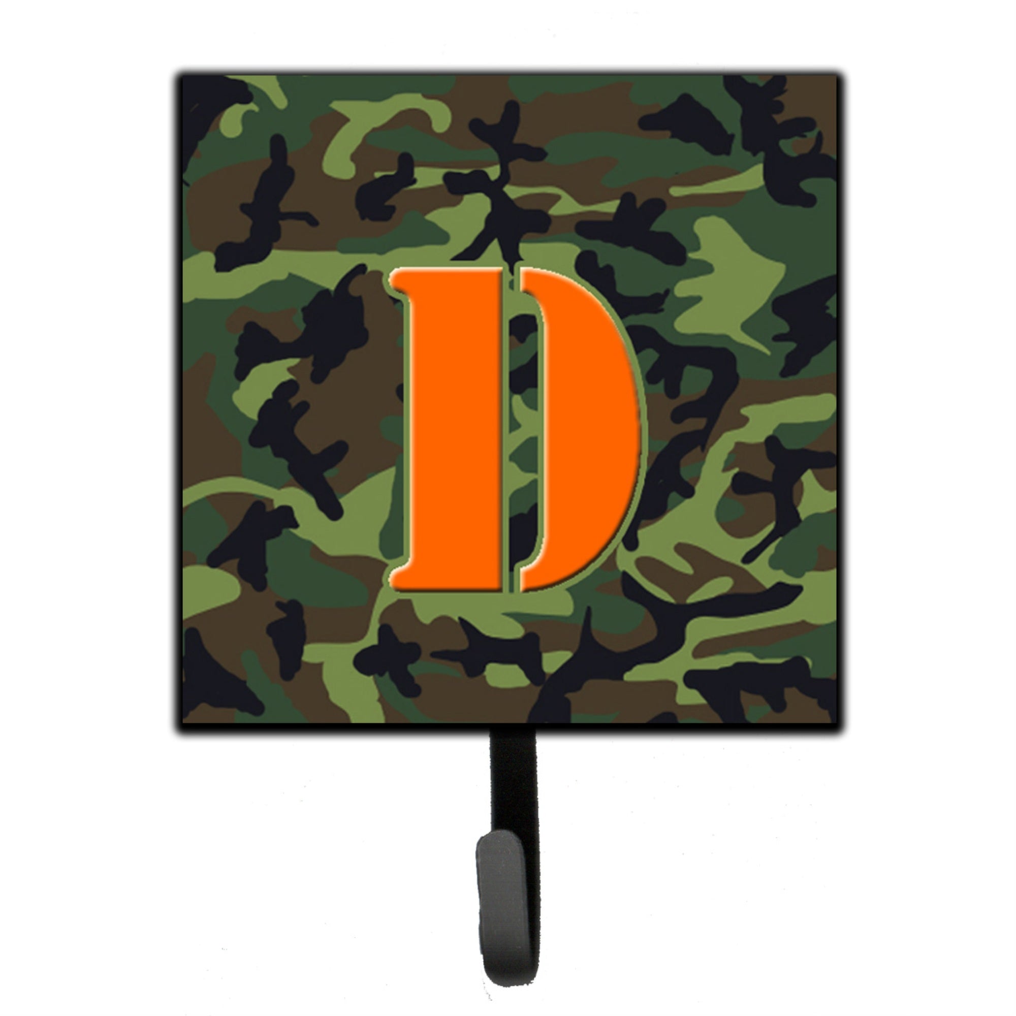Caroline'S Treasures Cj1030-Dsh4 Letter D Initial Monogram-Camo Green Leash Holder Or Key Hook, Small, Multicolor