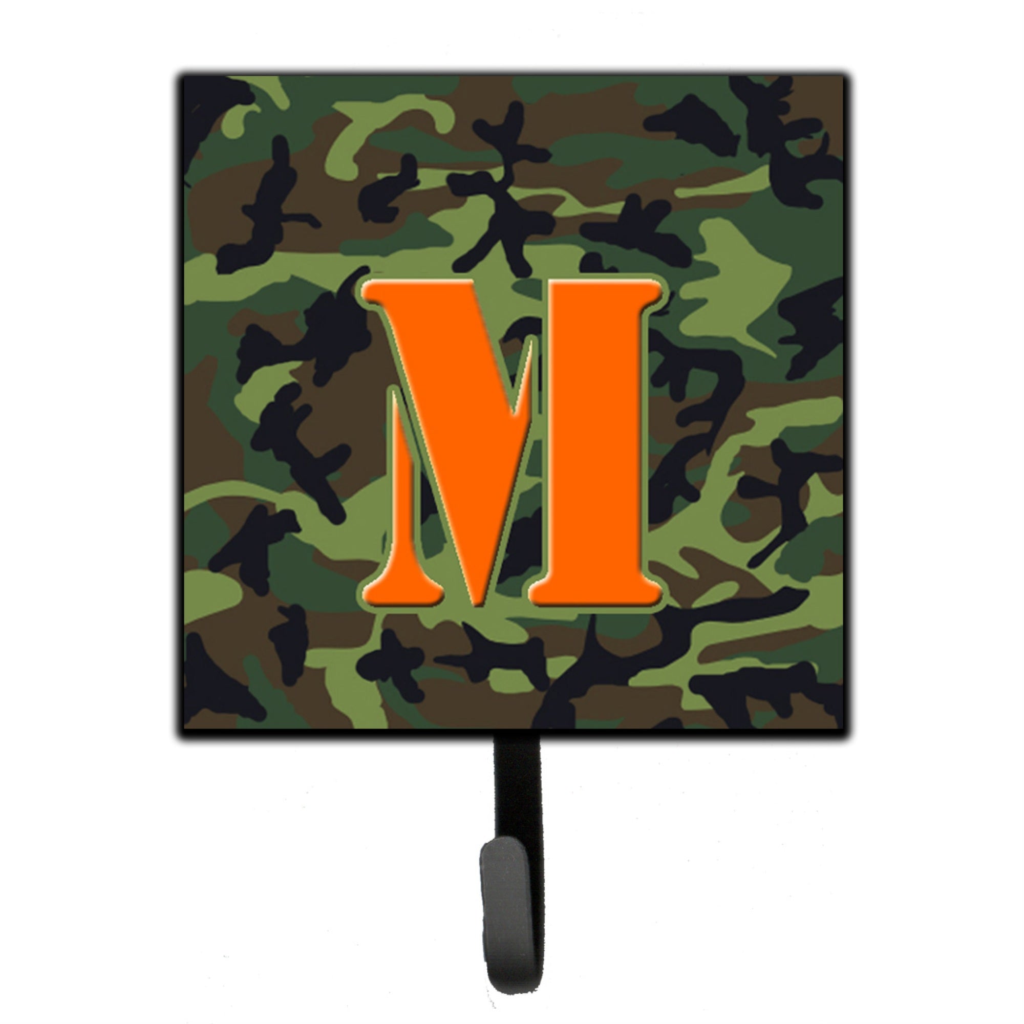 Caroline'S Treasures Cj1030-Msh4 Letter M Initial Monogram-Camo Green Leash Holder Or Key Hook, Small, Multicolor
