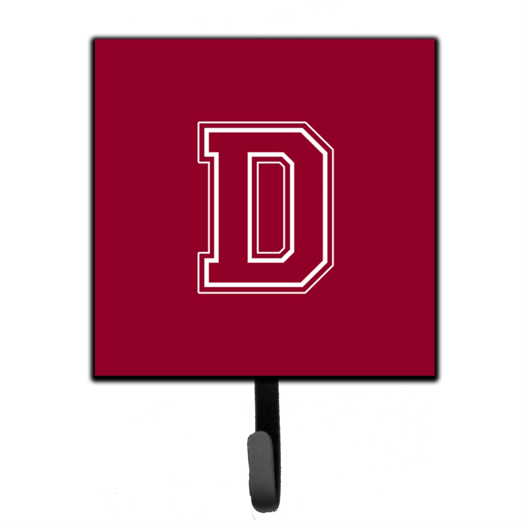 Caroline'S Treasures Cj1032-Dsh4 Letter D Initial Monogram-Maroon And White Leash Holder Or Key Hook, Small, Multicolor