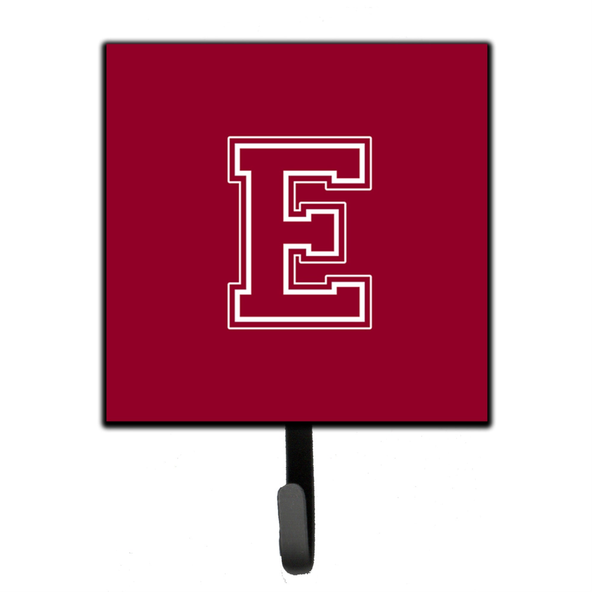 Caroline'S Treasures Cj1032-Esh4 Letter E Initial Monogram-Maroon And White Leash Holder Or Key Hook, Small, Multicolor