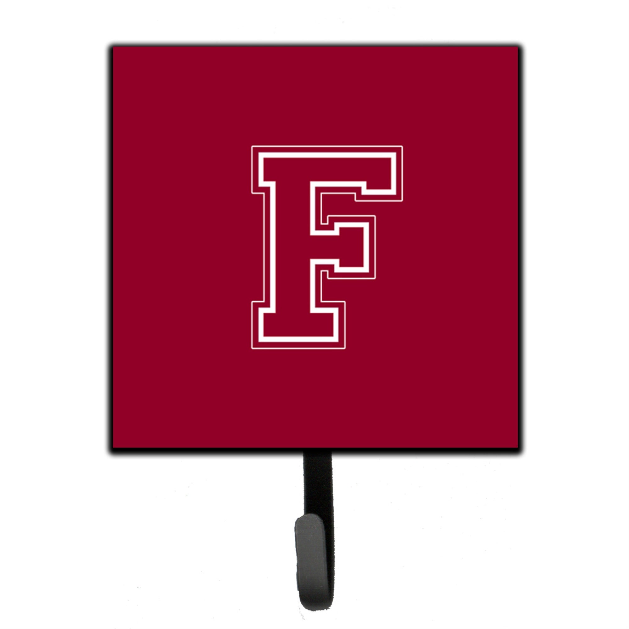 Caroline'S Treasures Cj1032-Fsh4 Letter F Initial Monogram-Maroon And White Leash Holder Or Key Hook, Small, Multicolor