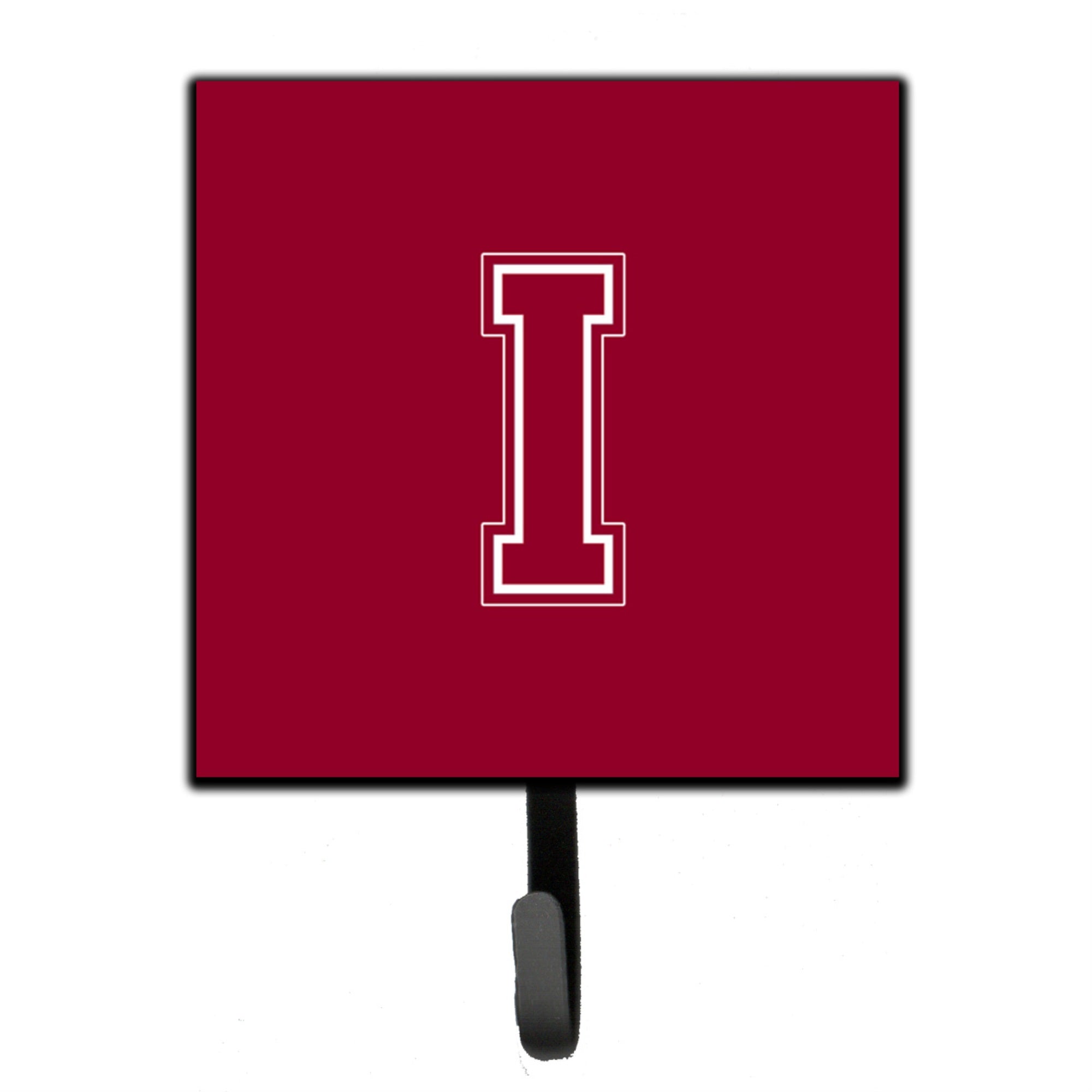 Caroline'S Treasures Cj1032-Ish4 Letter I Initial Monogram-Maroon And White Leash Holder Or Key Hook, Small, Multicolor