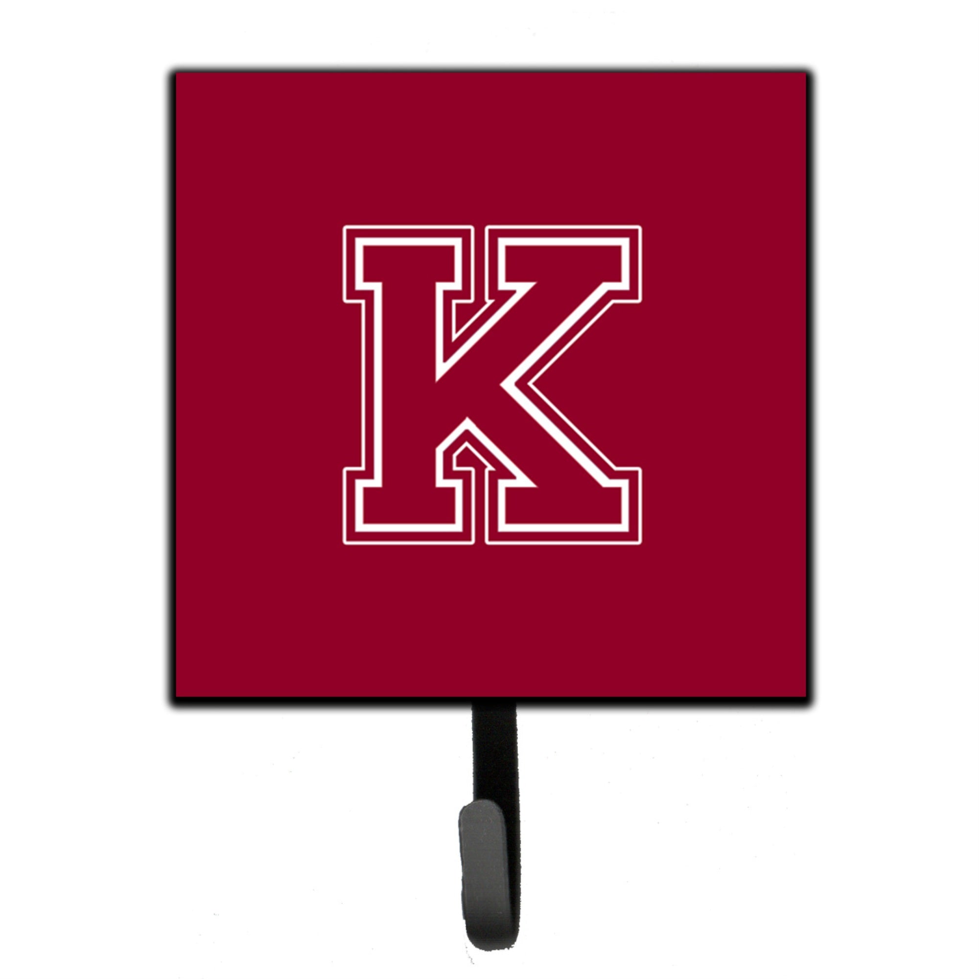 Caroline'S Treasures Cj1032-Ksh4 Letter K Initial Monogram-Maroon And White Leash Holder Or Key Hook, Small, Multicolor