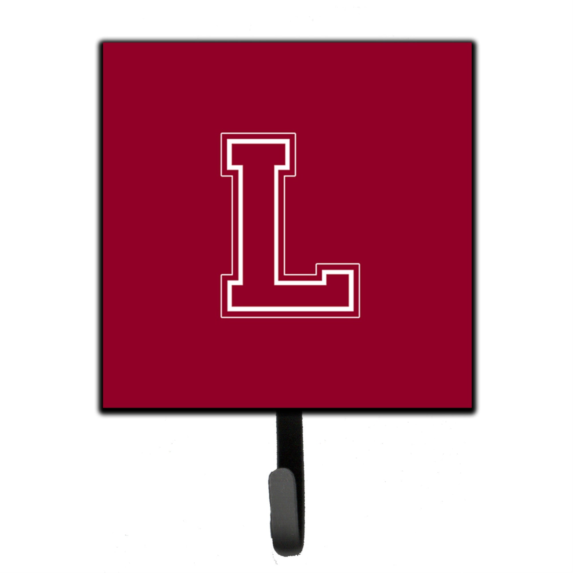 Caroline'S Treasures Cj1032-Lsh4 Letter L Initial Monogram-Maroon And White Leash Holder Or Key Hook, Small, Multicolor