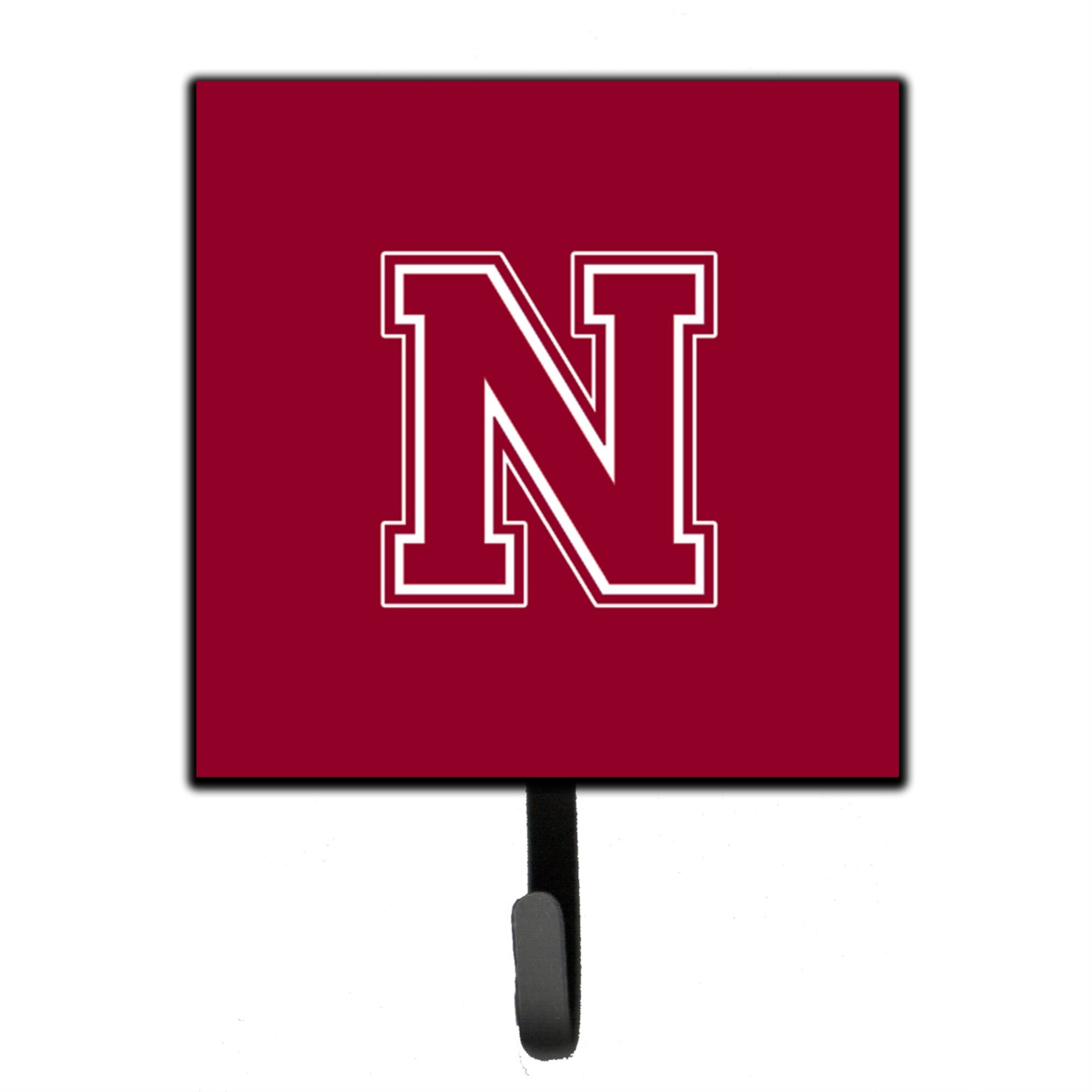 Caroline'S Treasures Cj1032-Nsh4 Letter N Initial Monogram-Maroon And White Leash Holder Or Key Hook, Small, Multicolor