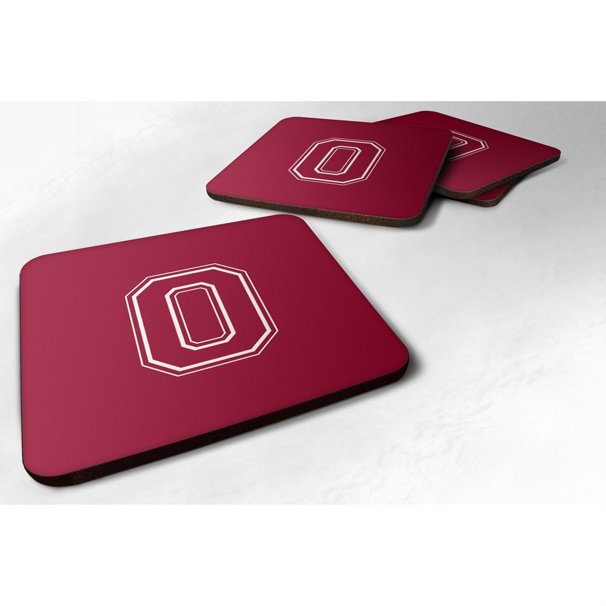 Caroline'S Treasures Cj1032-Ofc Monogram-Maroon And White Foam Coasters (Set Of 4), Initial Letter O, 3.5 H X 3.5 W, M