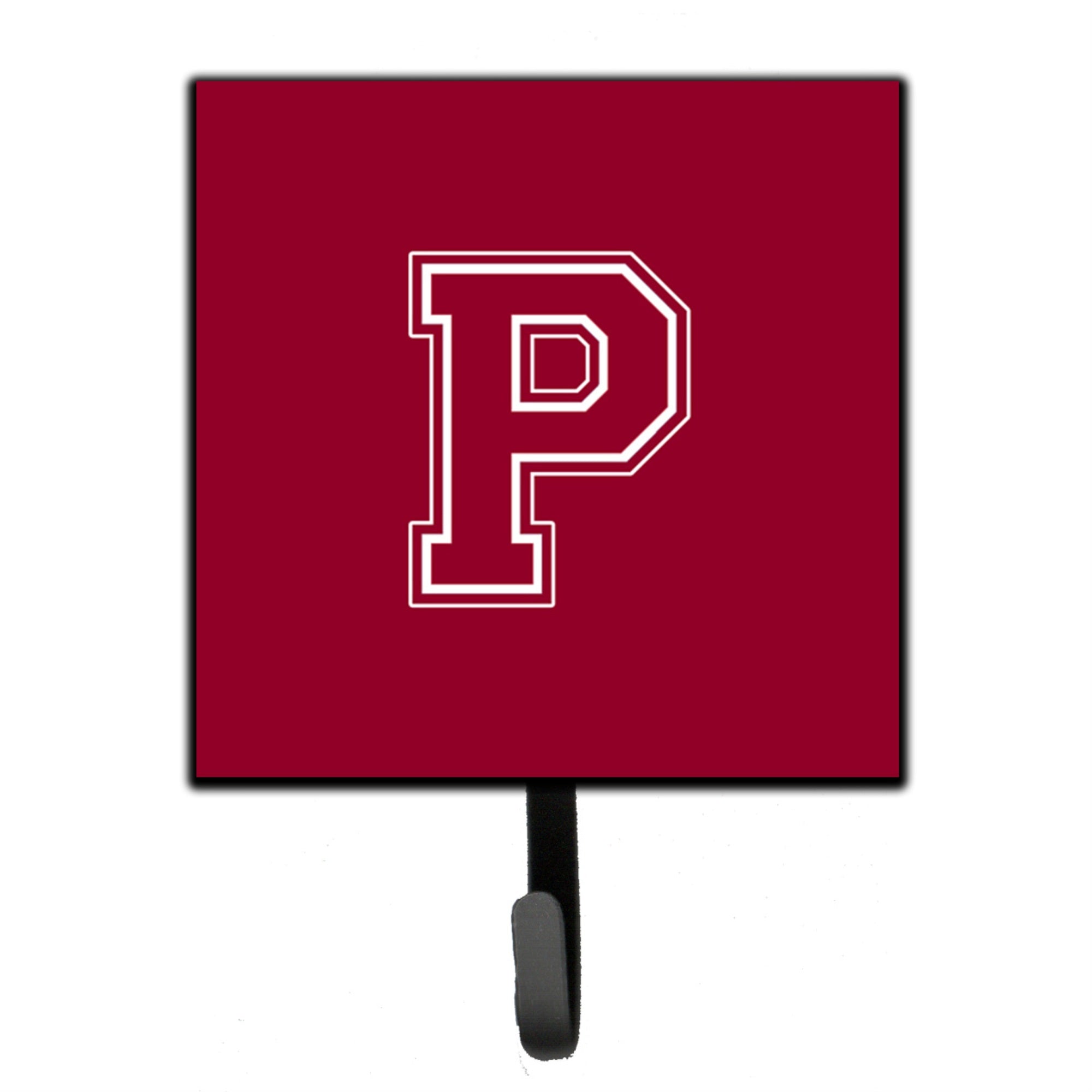Caroline'S Treasures Cj1032-Psh4 Letter P Initial Monogram-Maroon And White Leash Holder Or Key Hook, Small, Multicolor