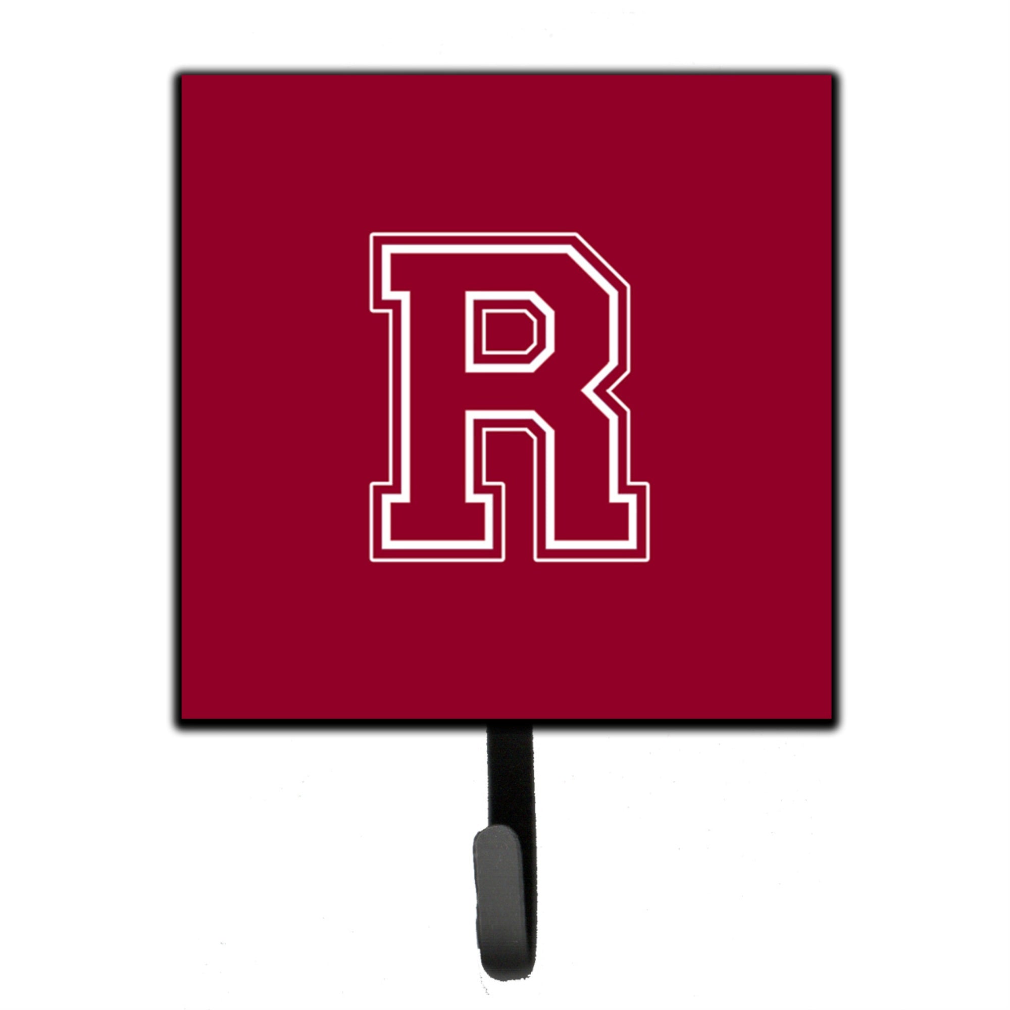 Caroline'S Treasures Cj1032-Rsh4 Letter R Initial Monogram-Maroon And White Leash Holder Or Key Hook, Small, Multicolor