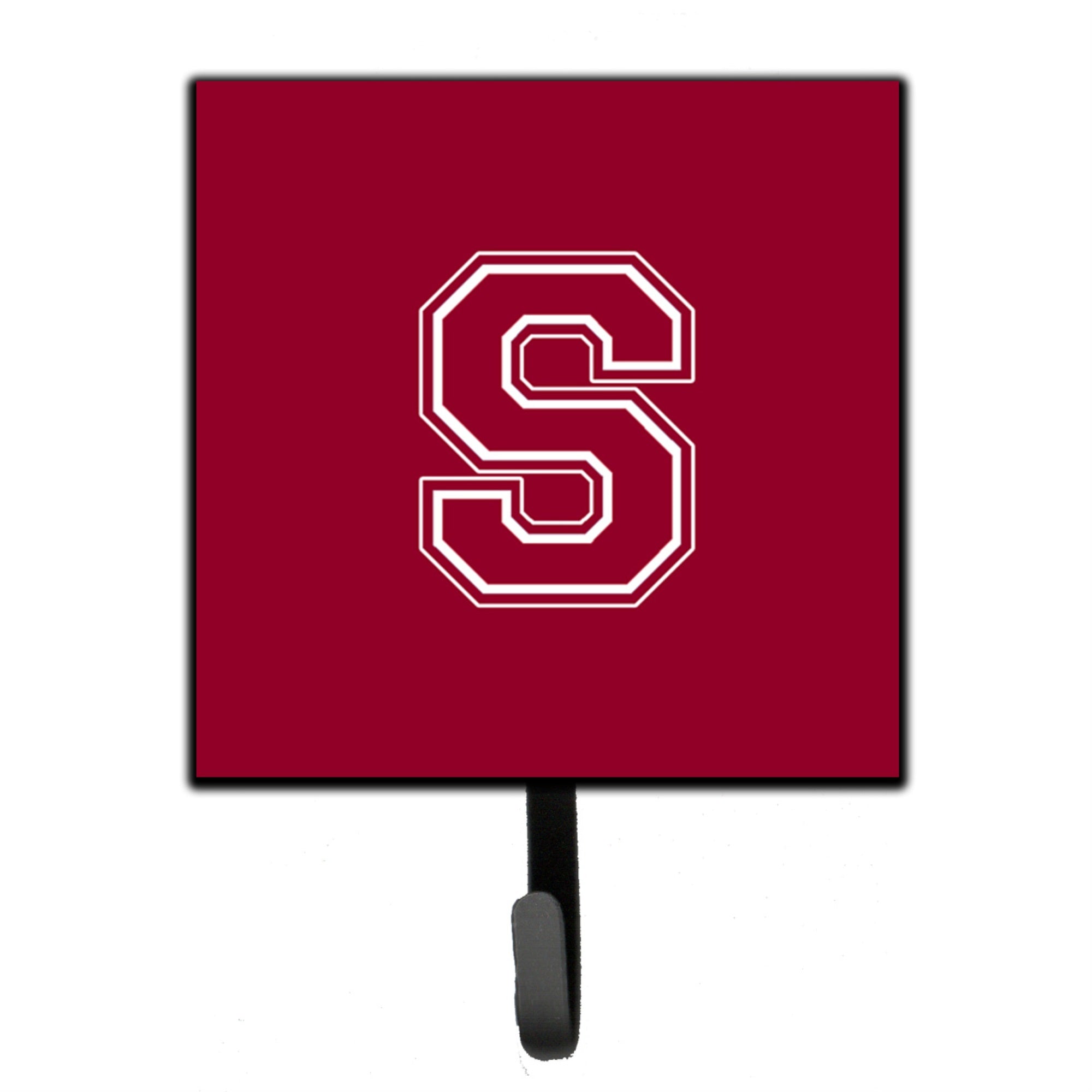 Caroline'S Treasures Cj1032-Ssh4 Letter S Initial Monogram-Maroon And White Leash Holder Or Key Hook, Small, Multicolor