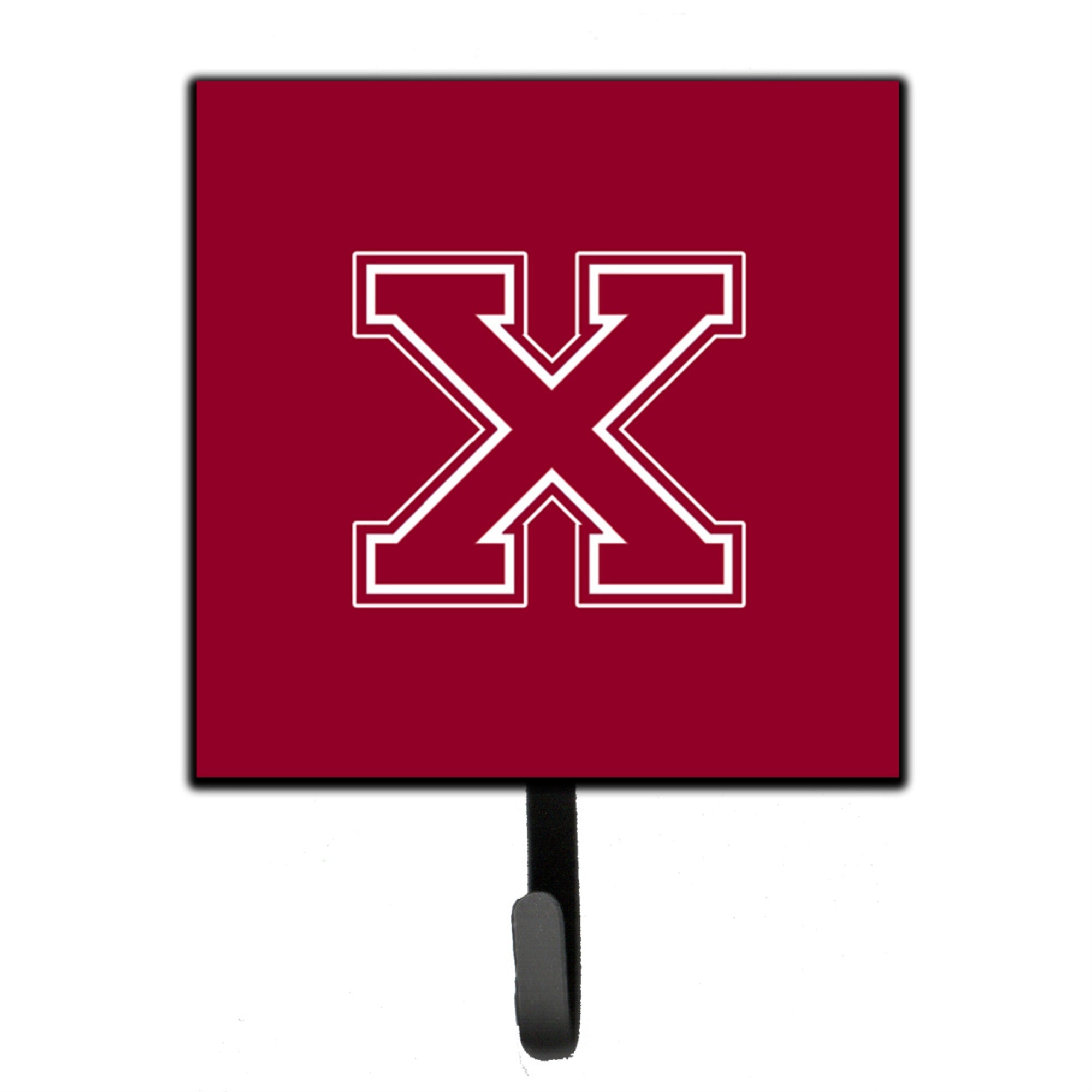 Caroline'S Treasures Cj1032-Xsh4 Letter X Initial Monogram-Maroon And White Leash Holder Or Key Hook, Small, Multicolor