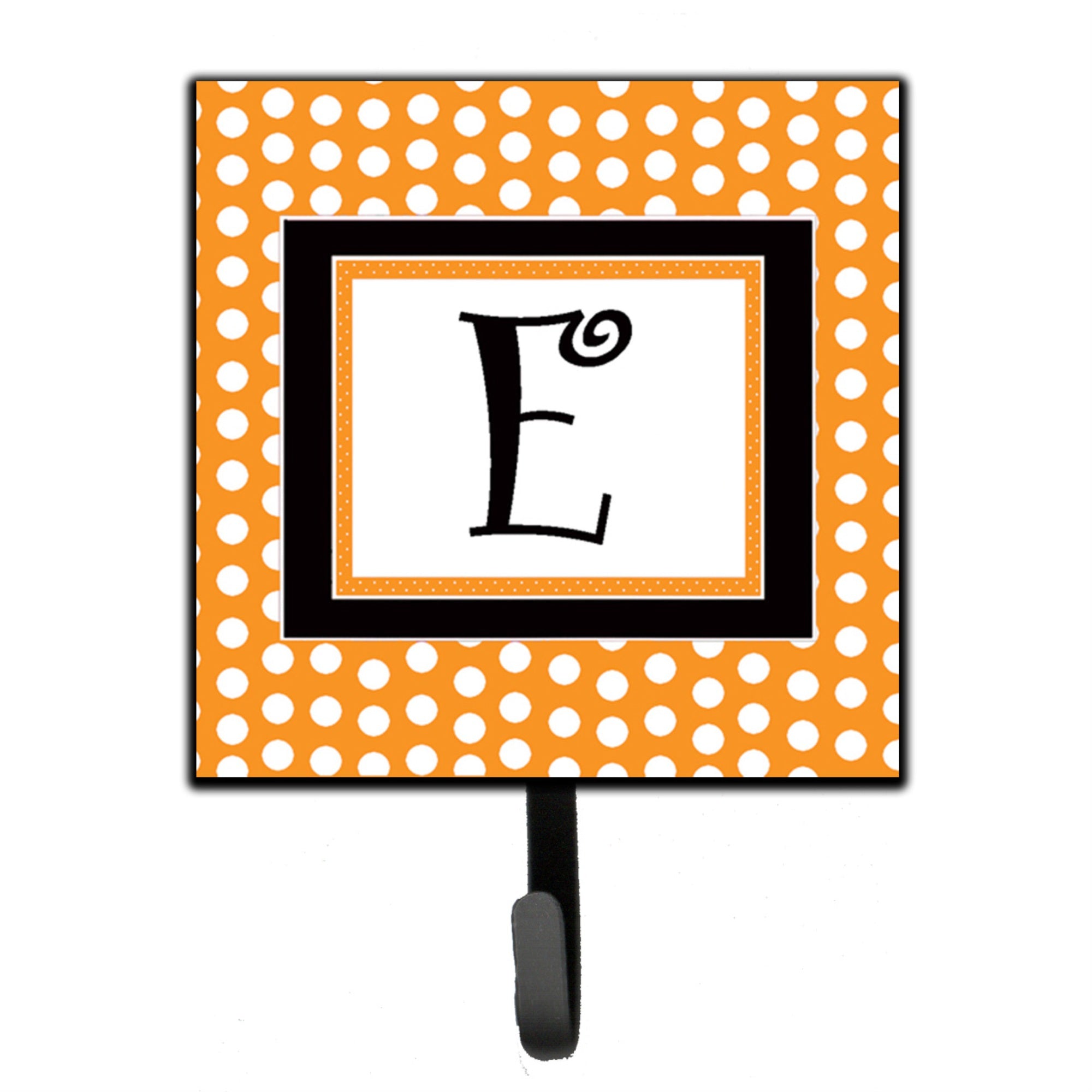 Caroline'S Treasures Cj1033-Esh4 Letter E Initial Monogram-Orange Polka Dots Leash Holder Or Key Hook, Small, Multicolor