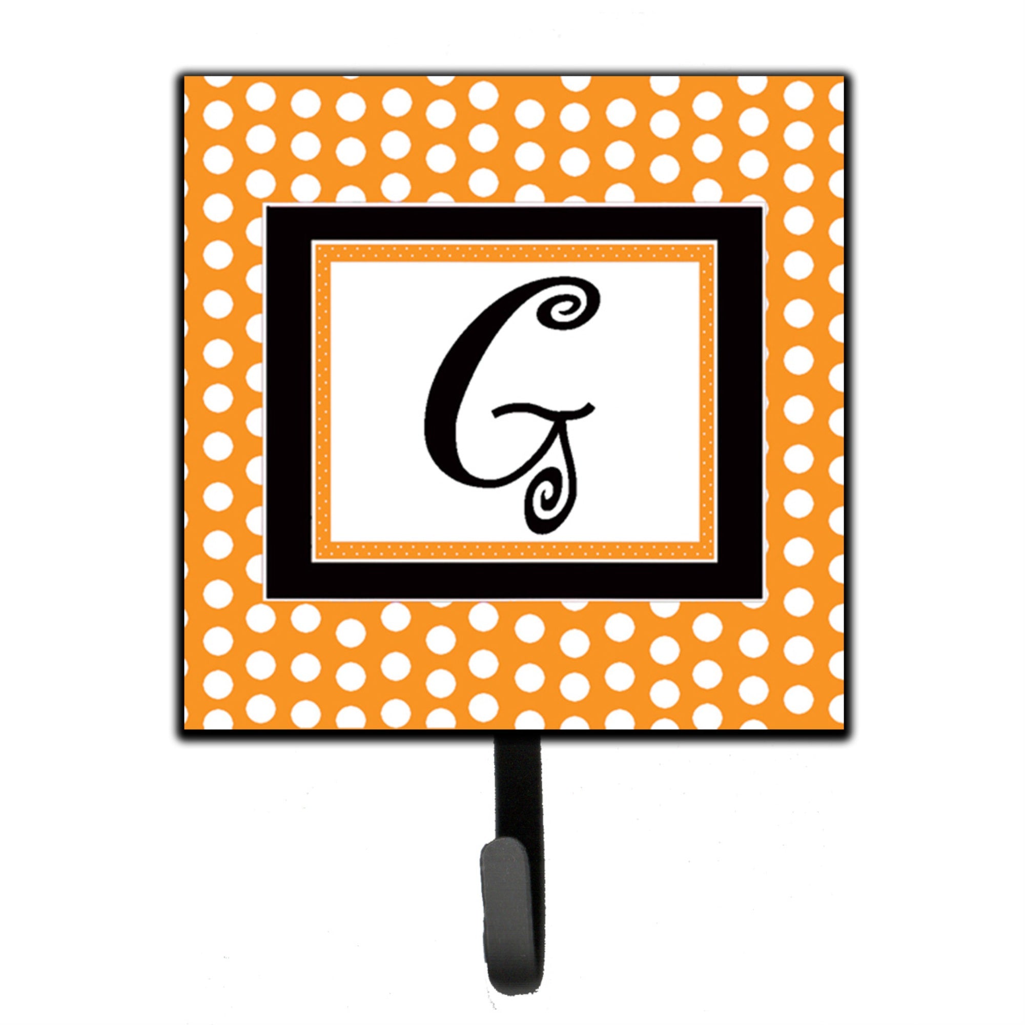 Caroline'S Treasures Cj1033-Gsh4 Letter G Initial Monogram-Orange Polka Dots Leash Holder Or Key Hook, Small, Multicolor