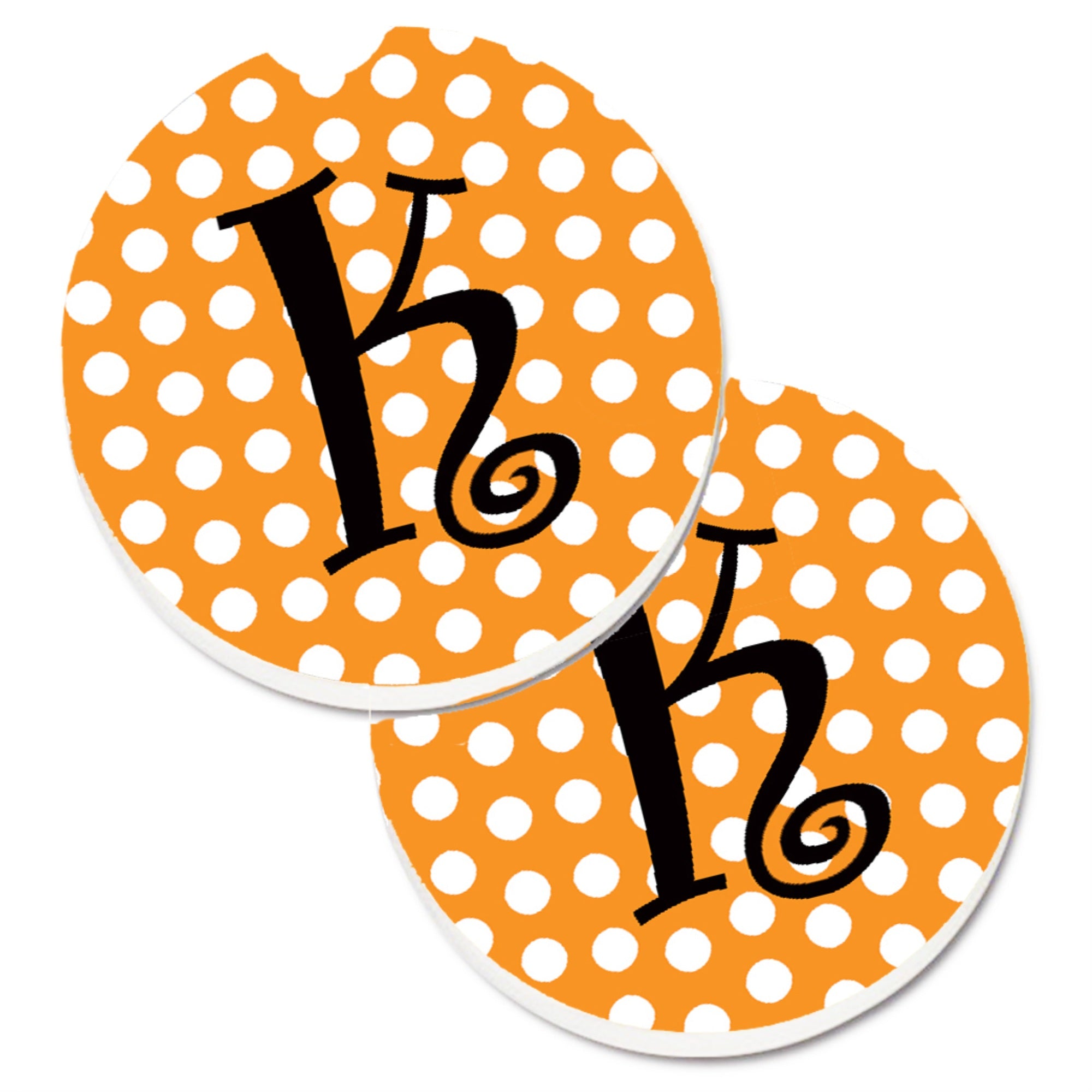 Caroline'S Treasures Monogram Initial K Orange Polkadots Set Of 2 Cup Holder Car Coasters Cj1033-Kcarc, 2.56, Multicolor