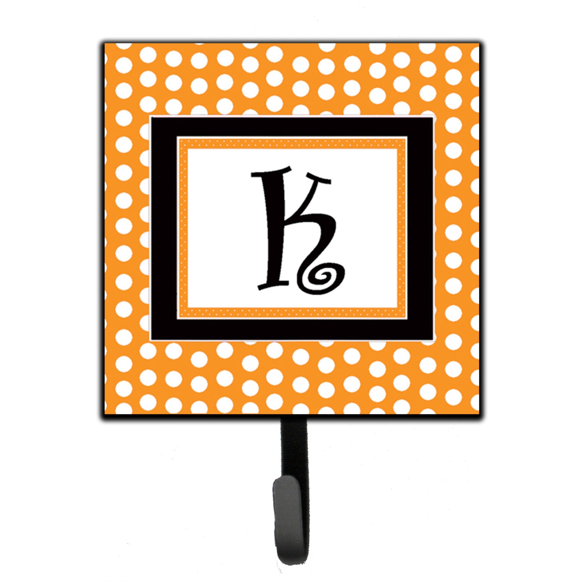 Caroline'S Treasures Cj1033-Ksh4 Letter K Initial Monogram-Orange Polka Dots Leash Holder Or Key Hook, Small, Multicolor