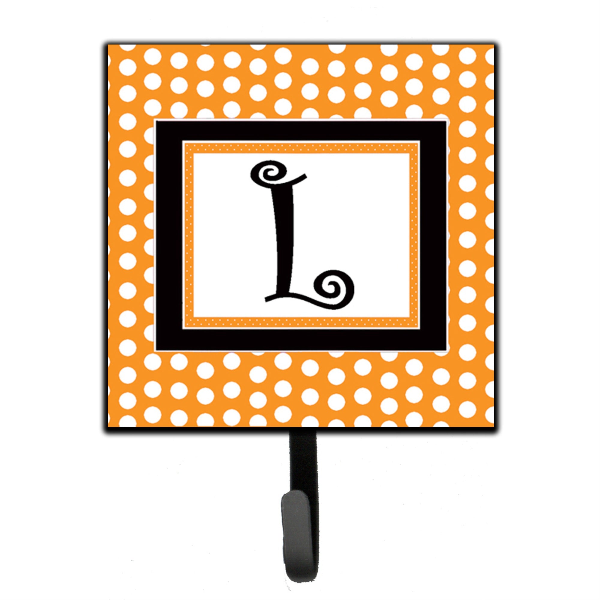 Caroline'S Treasures Cj1033-Lsh4 Letter L Initial Monogram-Orange Polka Dots Leash Holder Or Key Hook, Small, Multicolor