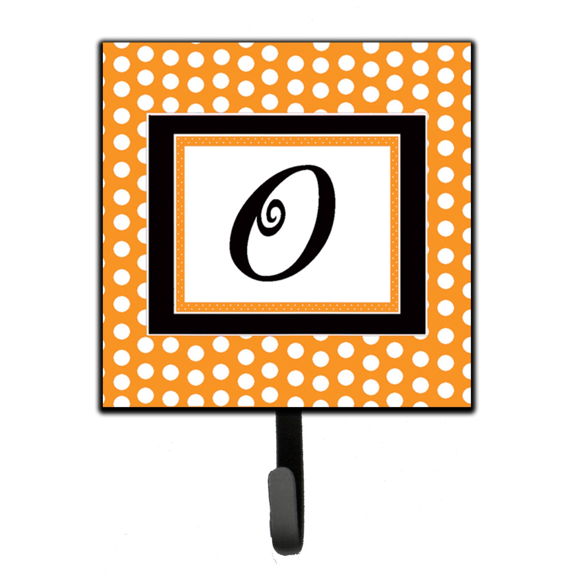 Caroline'S Treasures Cj1033-Osh4 Letter O Initial Monogram-Orange Polka Dots Leash Holder Or Key Hook, Small, Multicolor