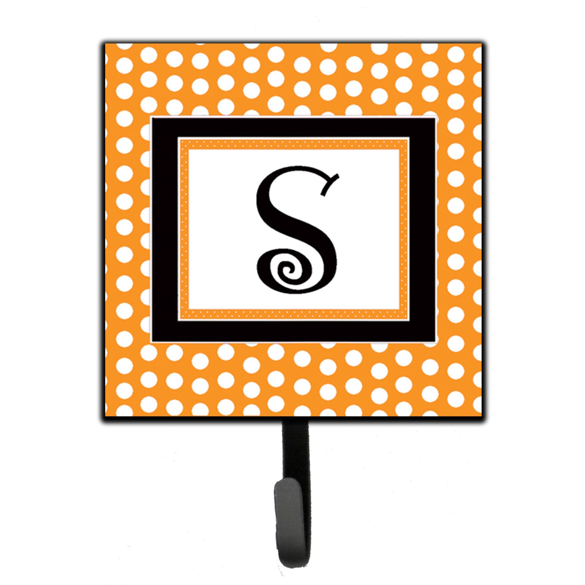 Caroline'S Treasures Cj1033-Ssh4 Letter S Initial Monogram-Orange Polka Dots Leash Holder Or Key Hook, Small, Multicolor