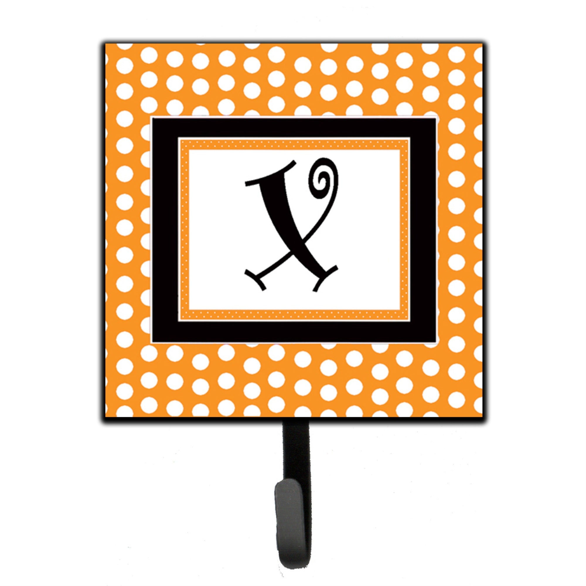 Caroline'S Treasures Cj1033-Xsh4 Letter X Initial Monogram-Orange Polka Dots Leash Holder Or Key Hook, Small, Multicolor