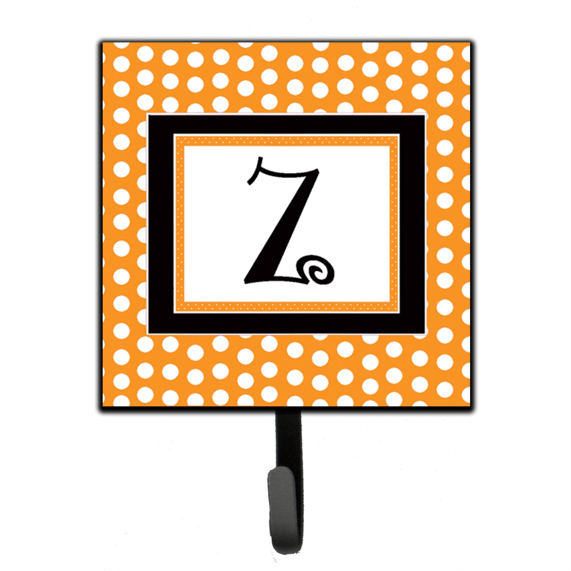 Caroline'S Treasures Cj1033-Zsh4 Letter Z Initial Monogram-Orange Polka Dots Leash Holder Or Key Hook, Small, Multicolor