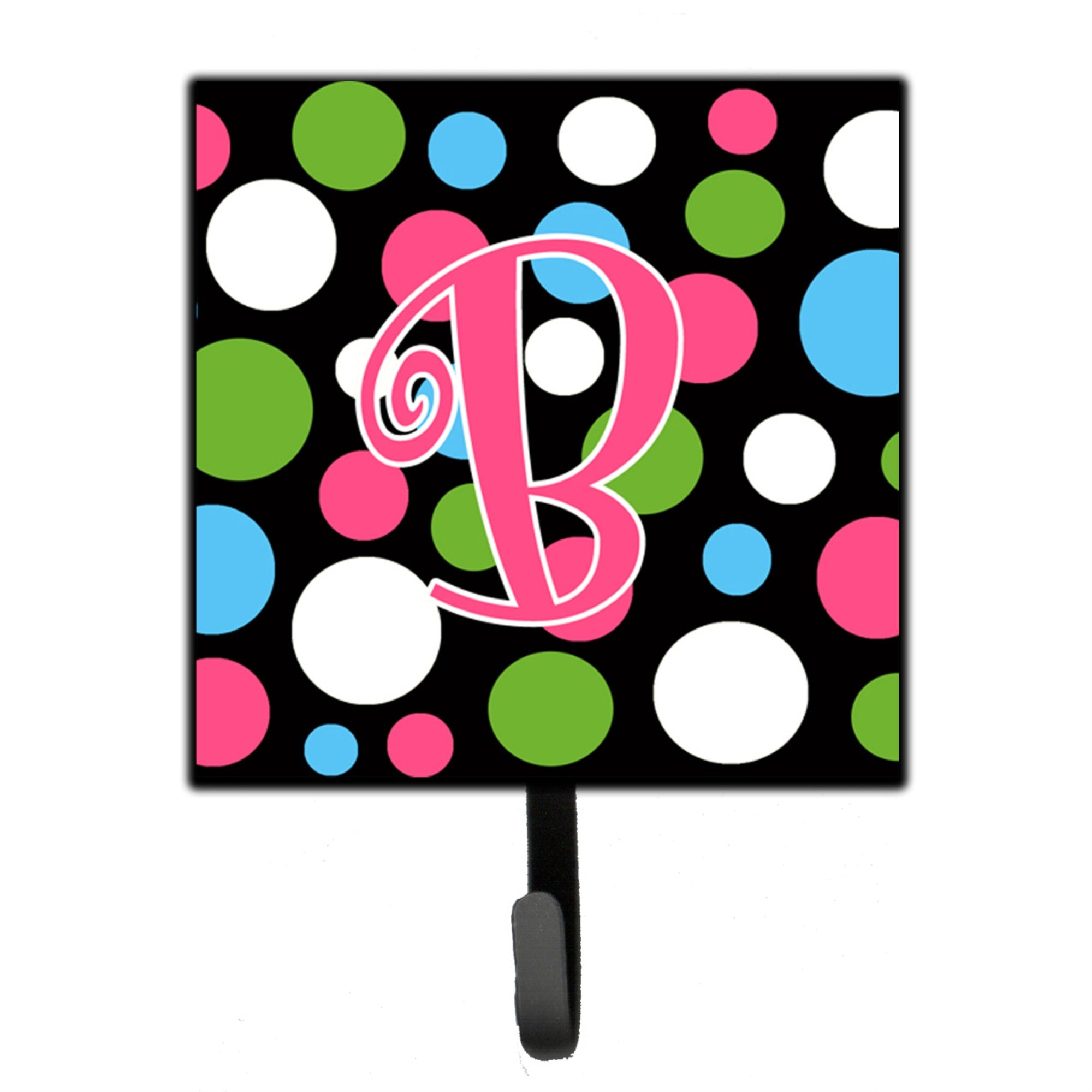 Caroline'S Treasures Cj1038-Bsh4 Letter B Initial Monogram-Polka Dots And Pink Leash Holder Or Key Hook, Small, Multicolor