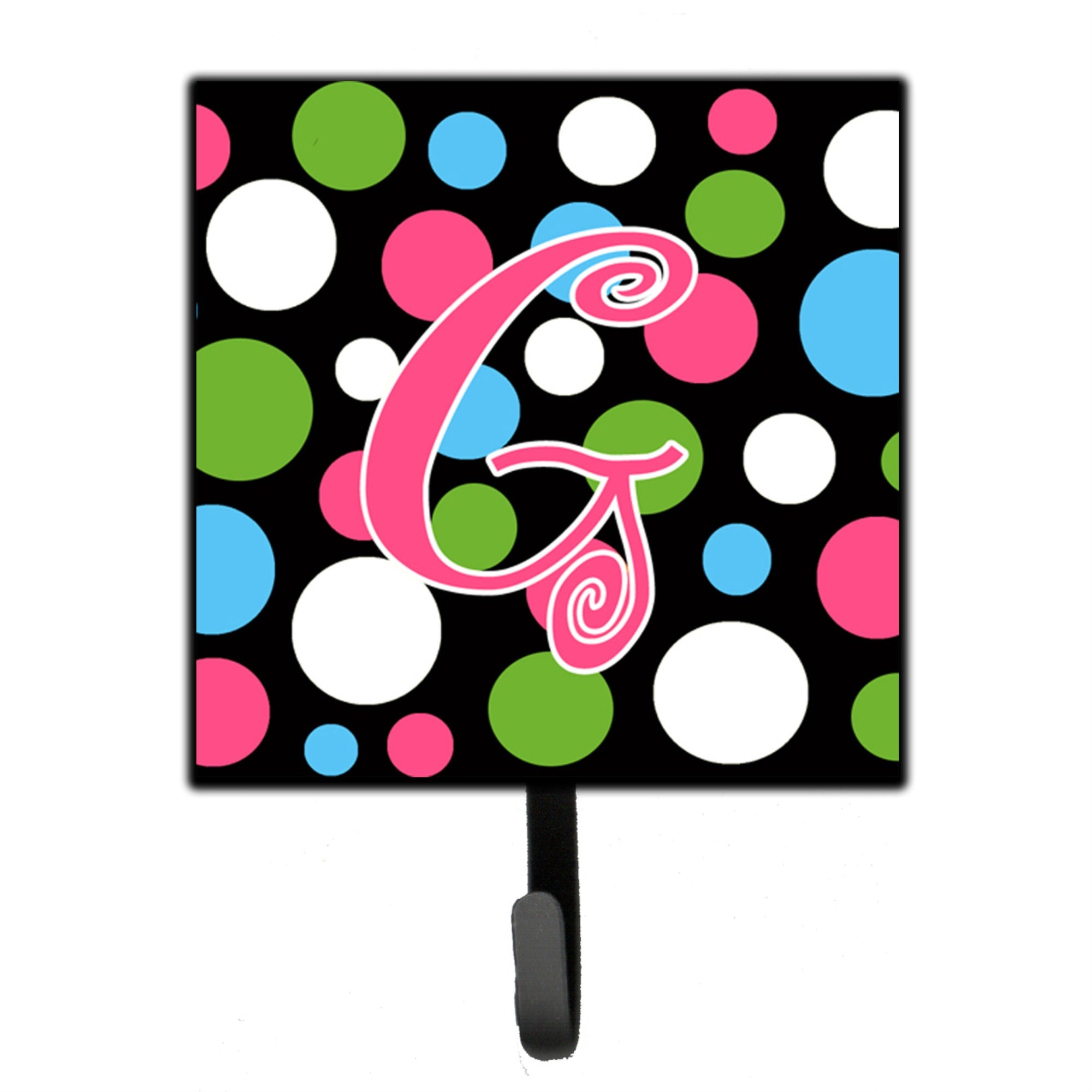 Caroline'S Treasures Cj1038-Gsh4 Letter G Initial Monogram-Polka Dots And Pink Leash Holder Or Key Hook, Small, Multicolor