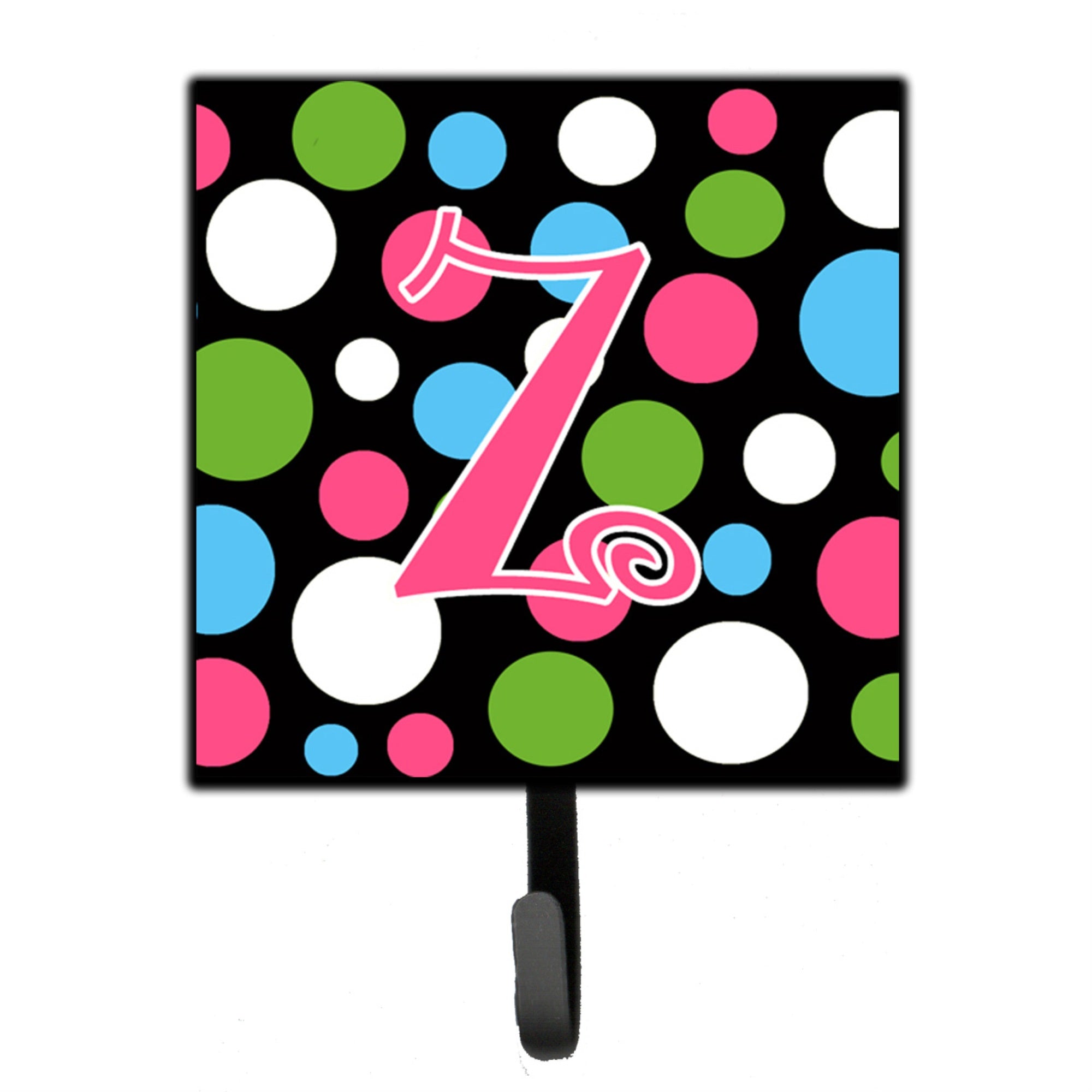 Caroline'S Treasures Cj1038-Zsh4 Letter Z Initial Monogram-Polka Dots And Pink Leash Holder Or Key Hook, Small, Multicolor