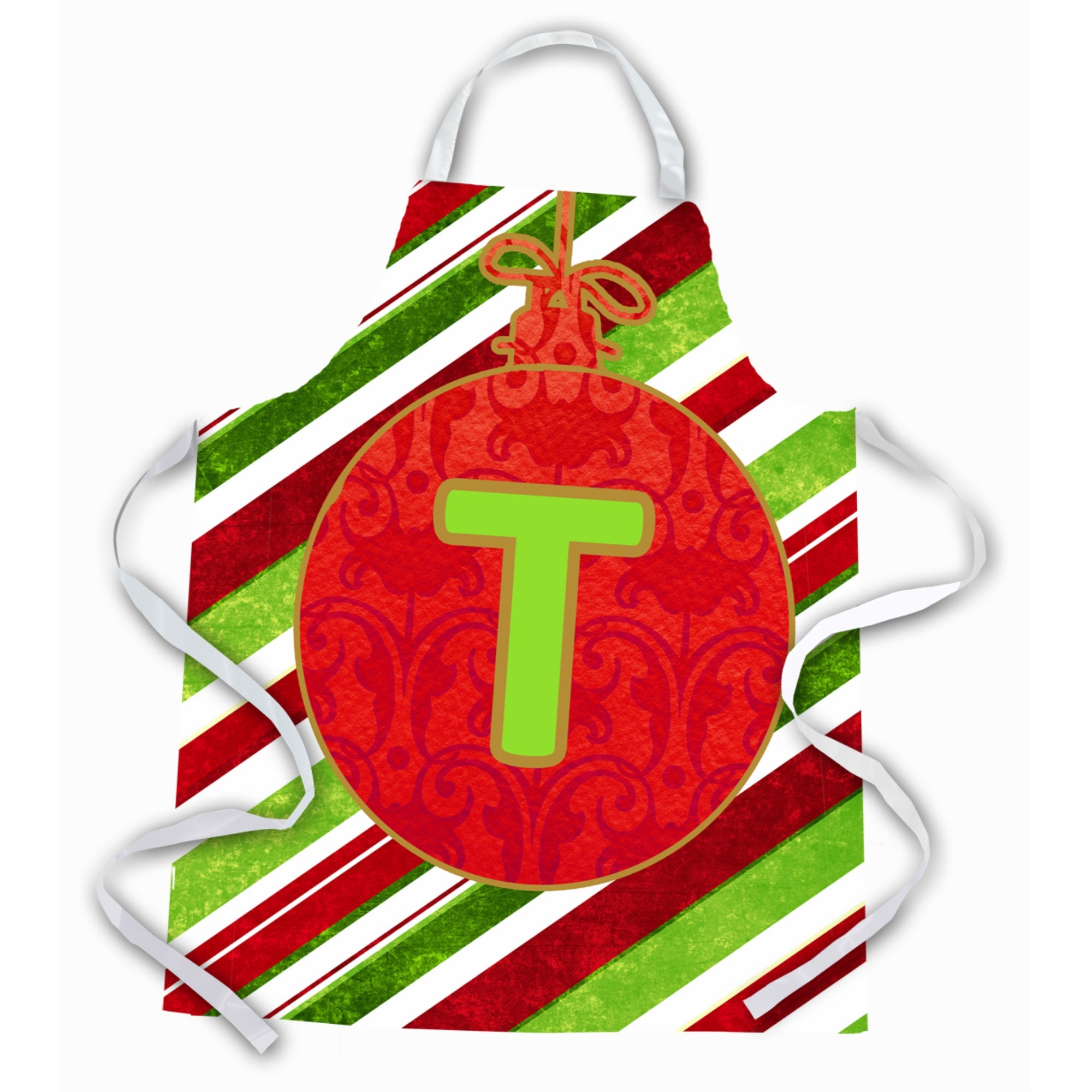 Caroline'S Treasures Cj1039-Tapron Christmas Ornament Holiday Initial Letter T Apron, Large, Multicolor