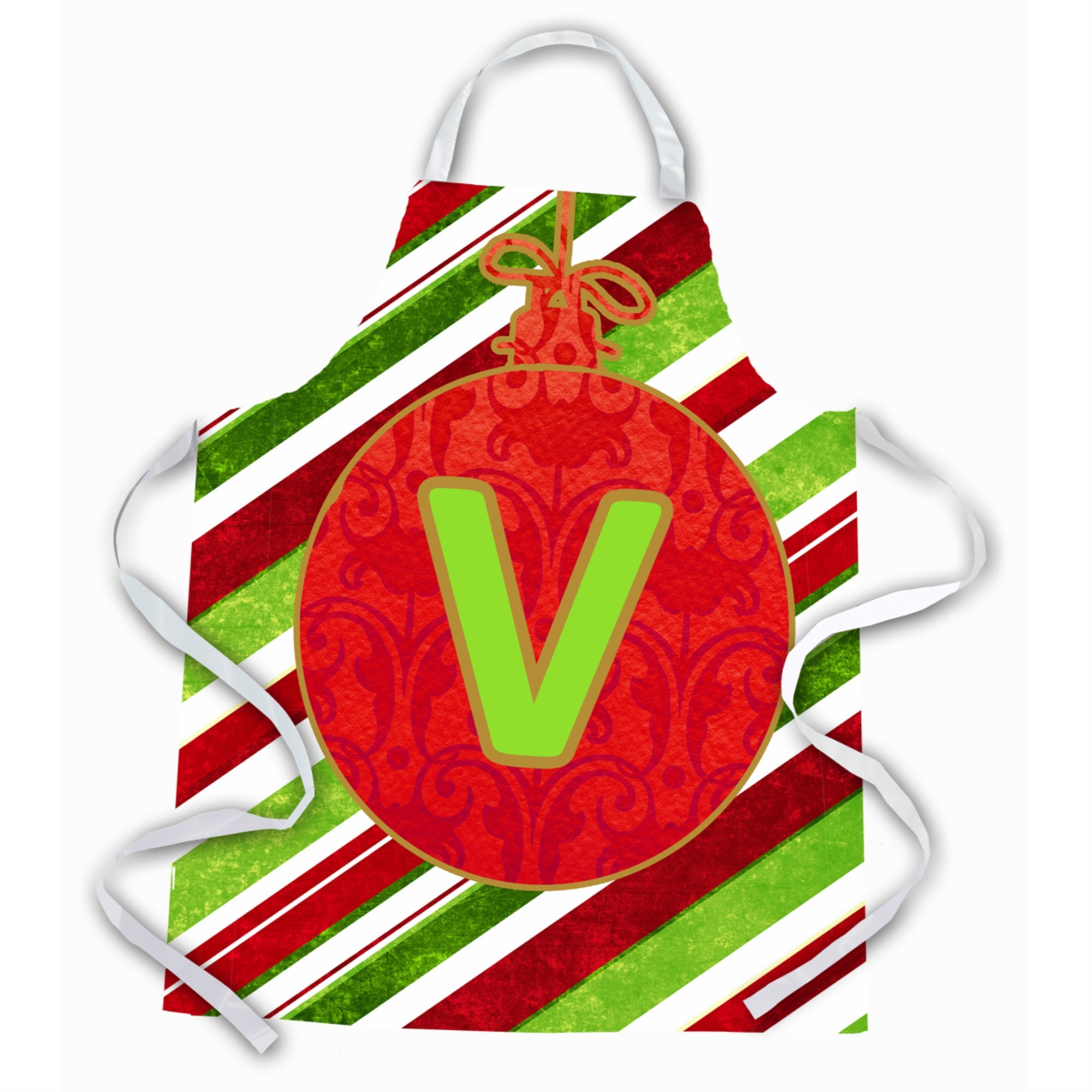 Caroline'S Treasures Cj1039-Vapron Christmas Ornament Holiday Initial Letter V Apron, Large, Multicolor