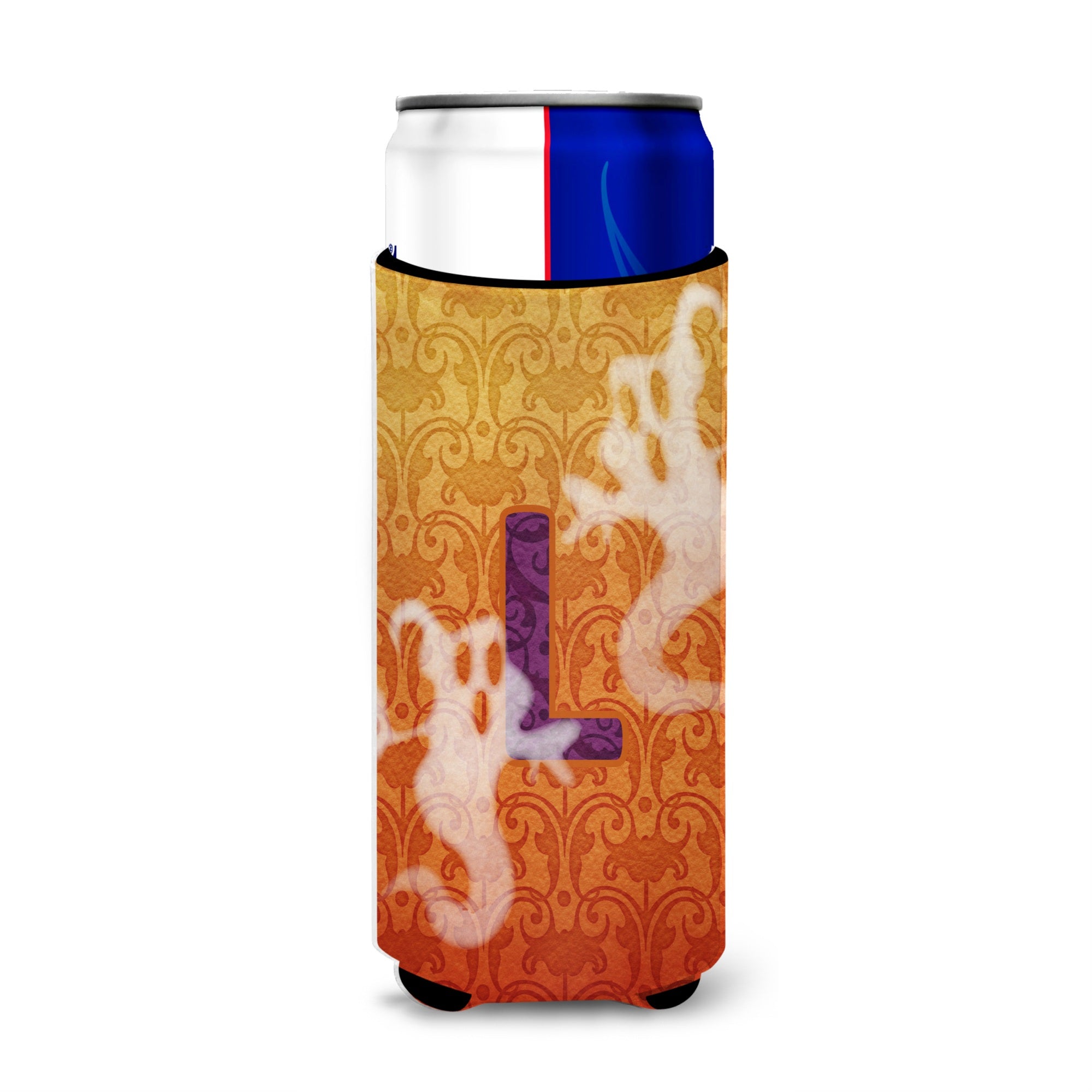 Halloween Ghosts Monogram Initial  Letter L Ultra Beverage Insulators For Slim Cans Cj1040-Lmuk
