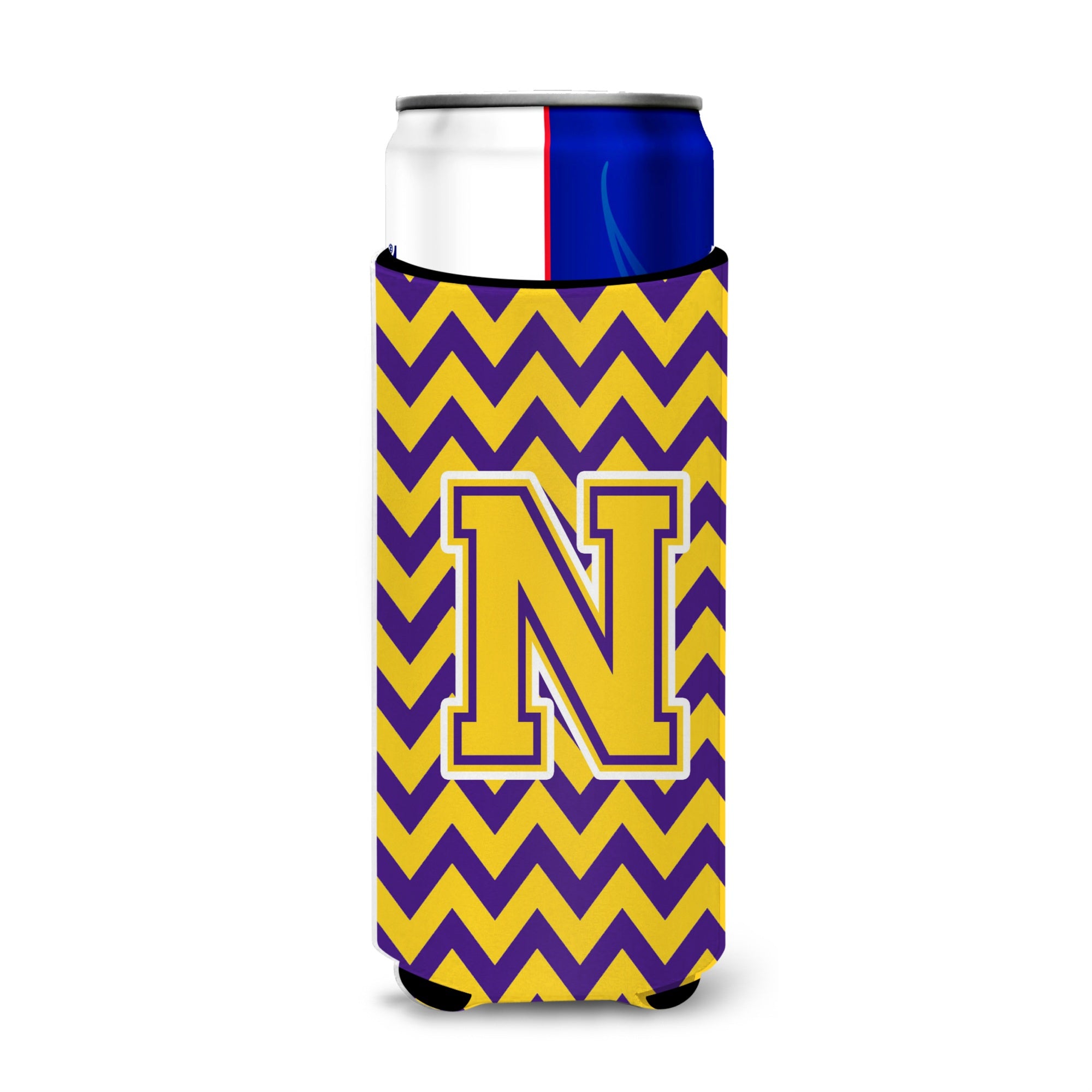 Letter N Chevron Purple And Gold Ultra Beverage Insulators For Slim Cans Cj1041-Nmuk