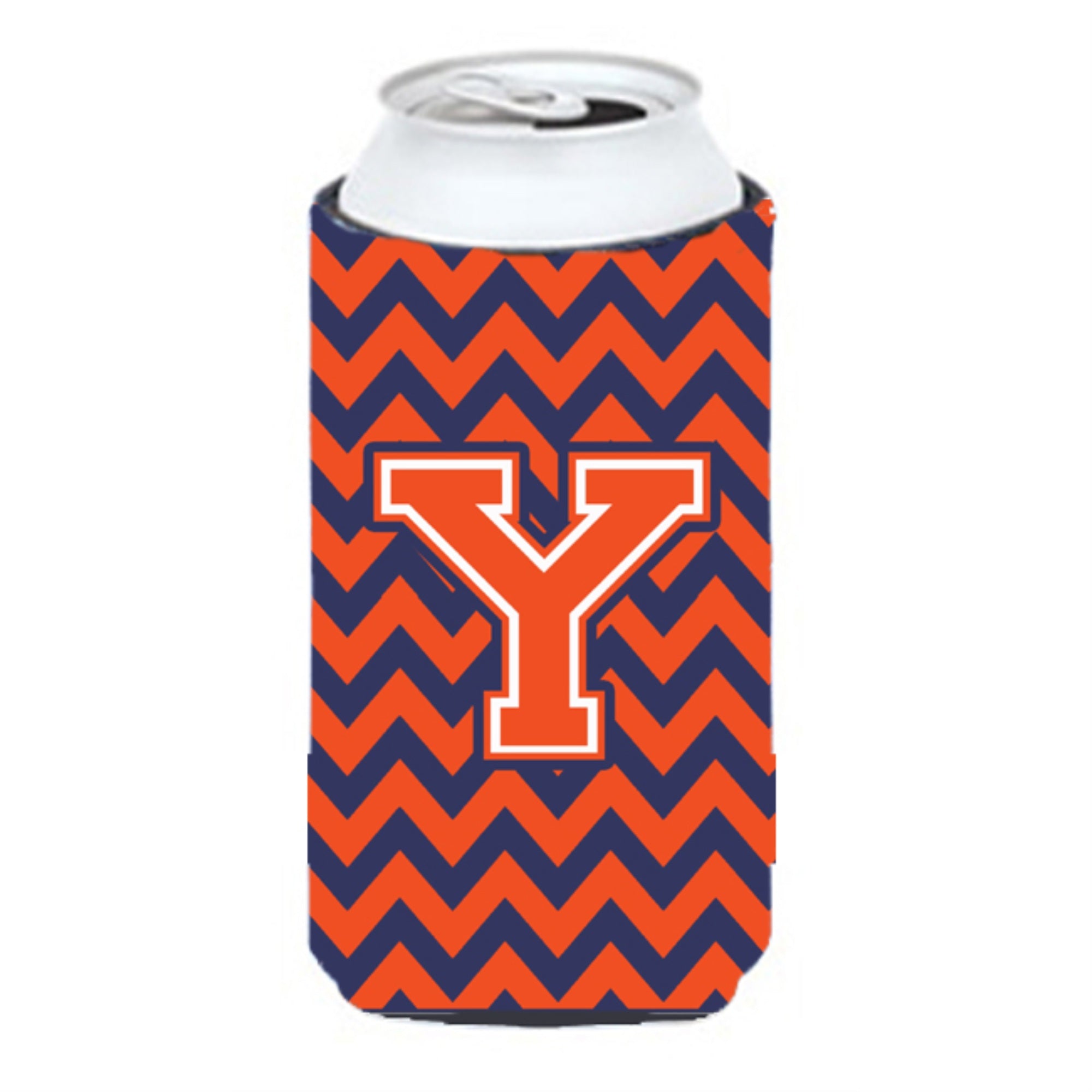 Letter Y Chevron Orange Blue Tall Boy Beverage Insulator Hugger Cj1042-Ytbc