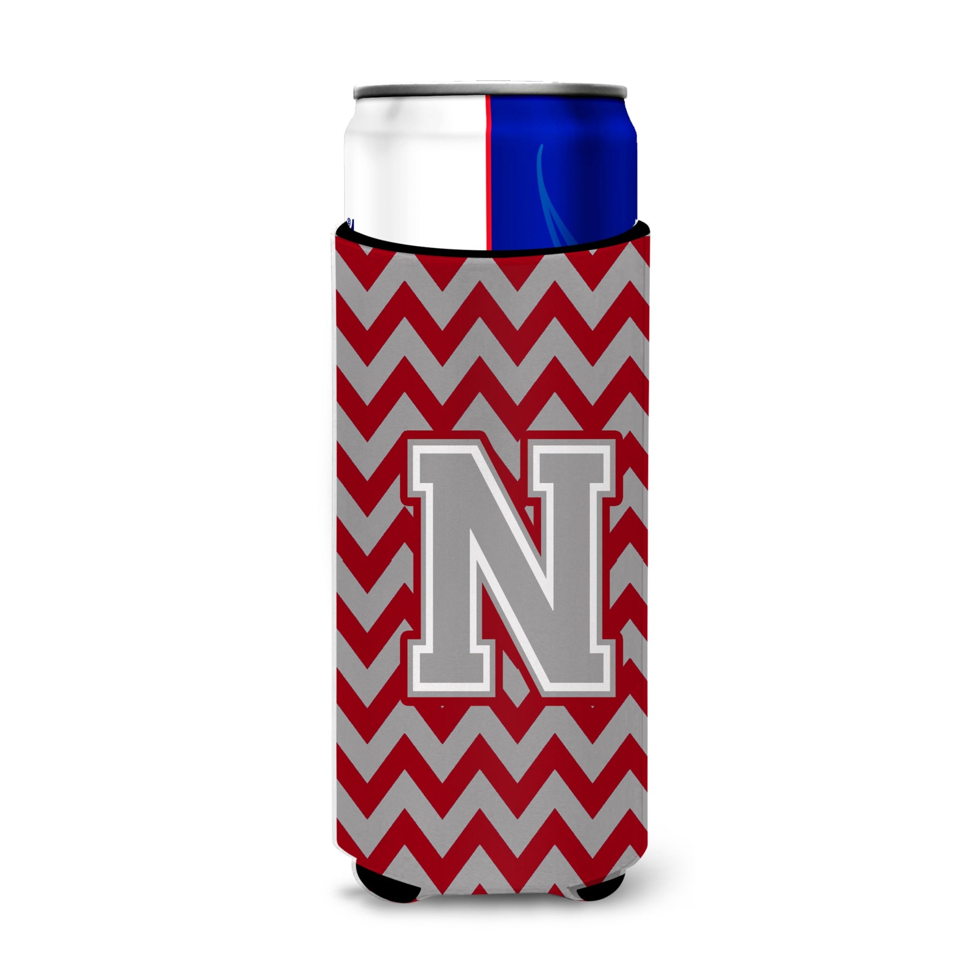 Letter N Chevron Crimson And Grey   Ultra Beverage Insulators For Slim Cans Cj1043-Nmuk