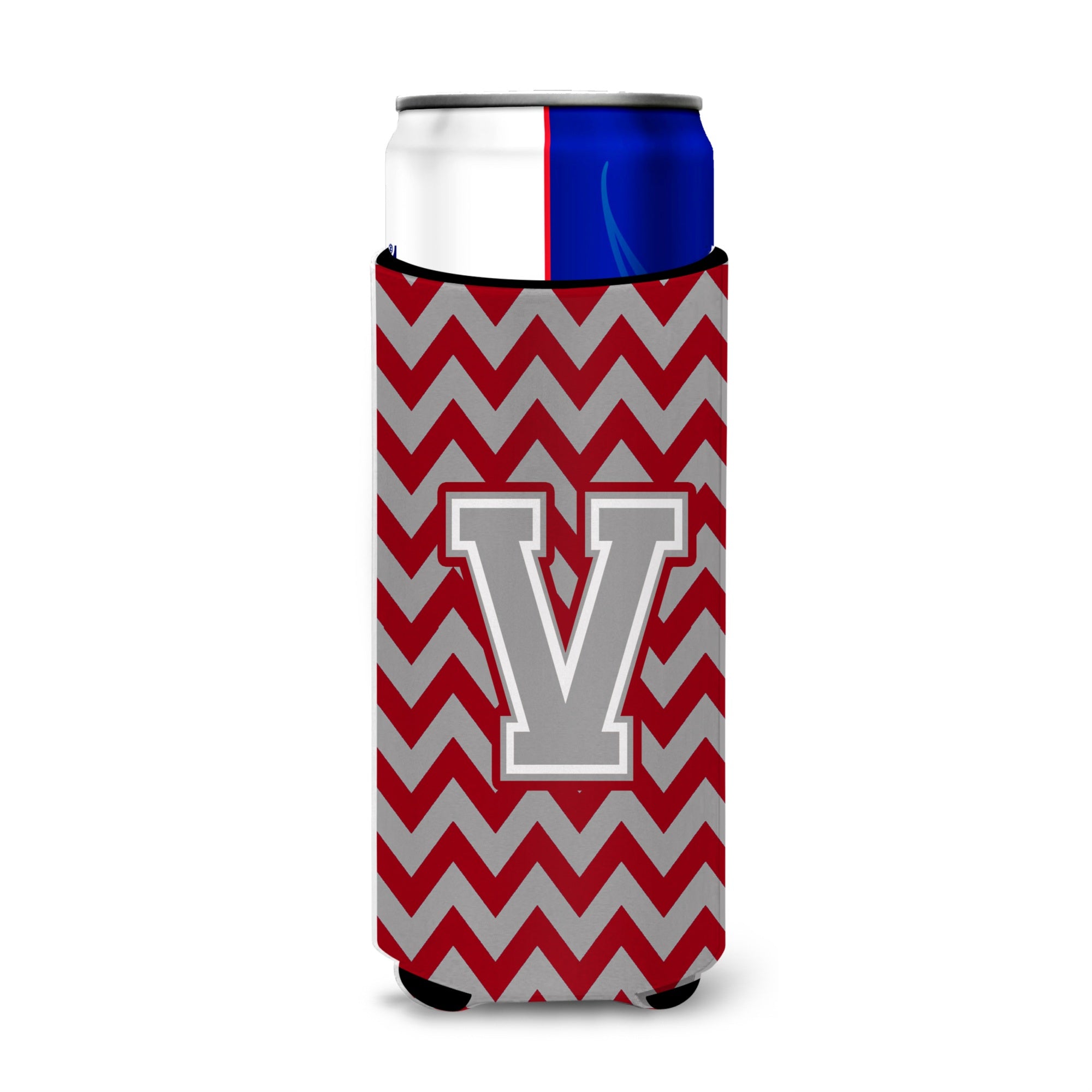 Letter V Chevron Crimson And Grey   Ultra Beverage Insulators For Slim Cans Cj1043-Vmuk