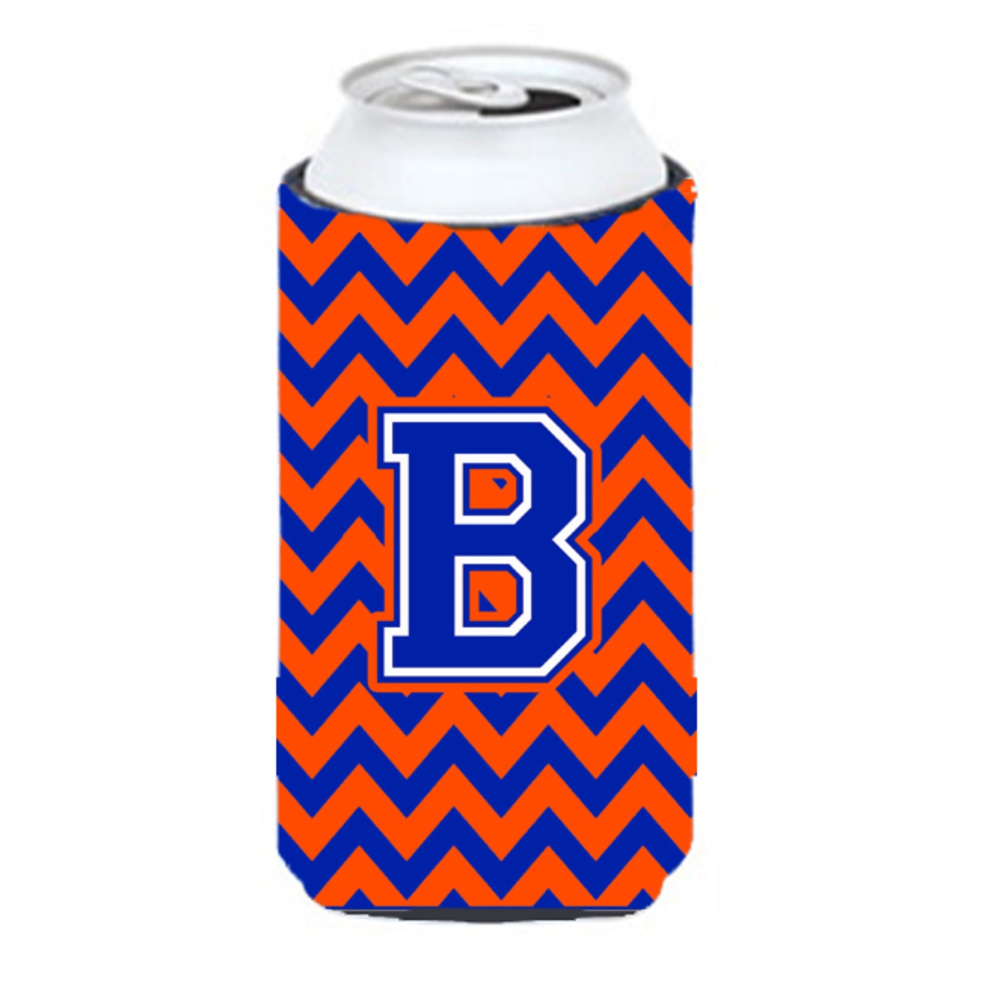 Caroline'S Treasures Cj1044-Btbc Letter B Chevron Orange And Blue Tall Boy Koozie Hugger, Multicolor