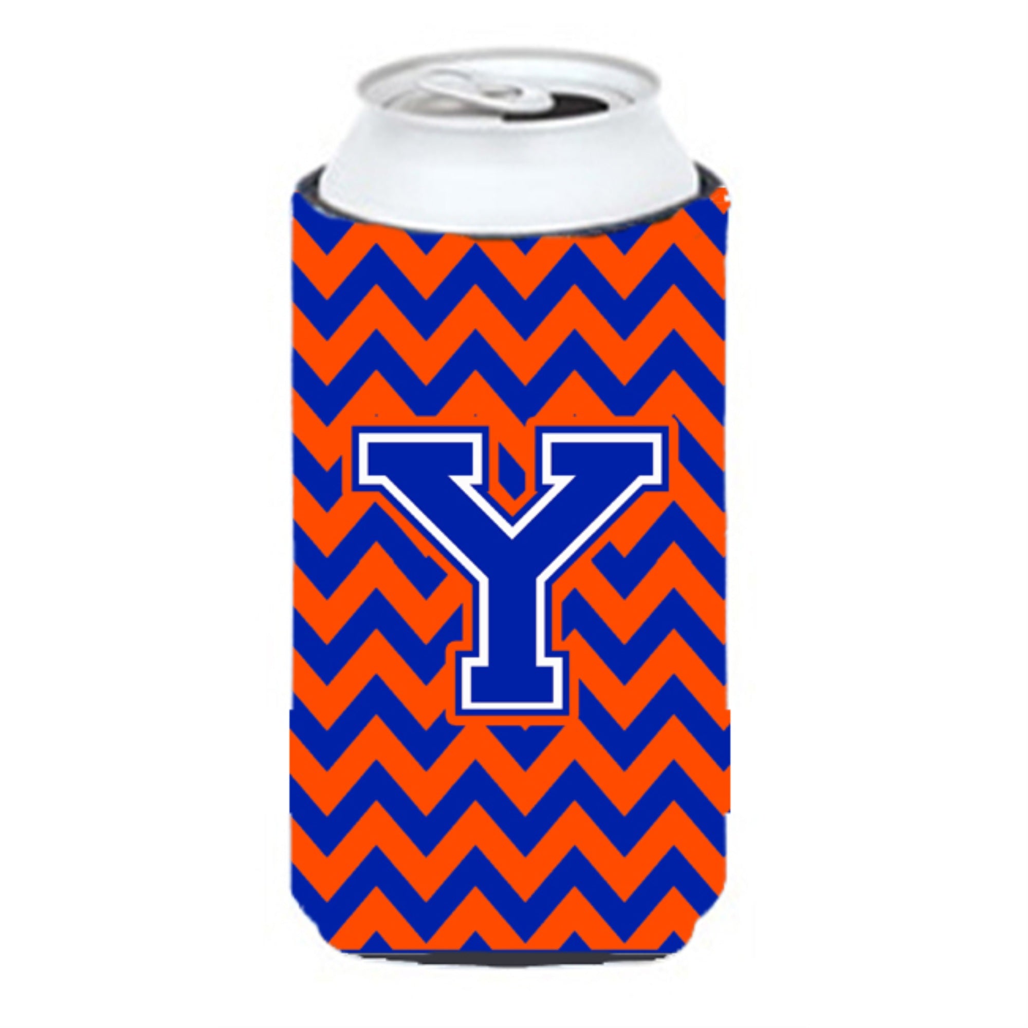 Letter Y Chevron Orange And Blue Tall Boy Beverage Insulator Hugger Cj1044-Ytbc